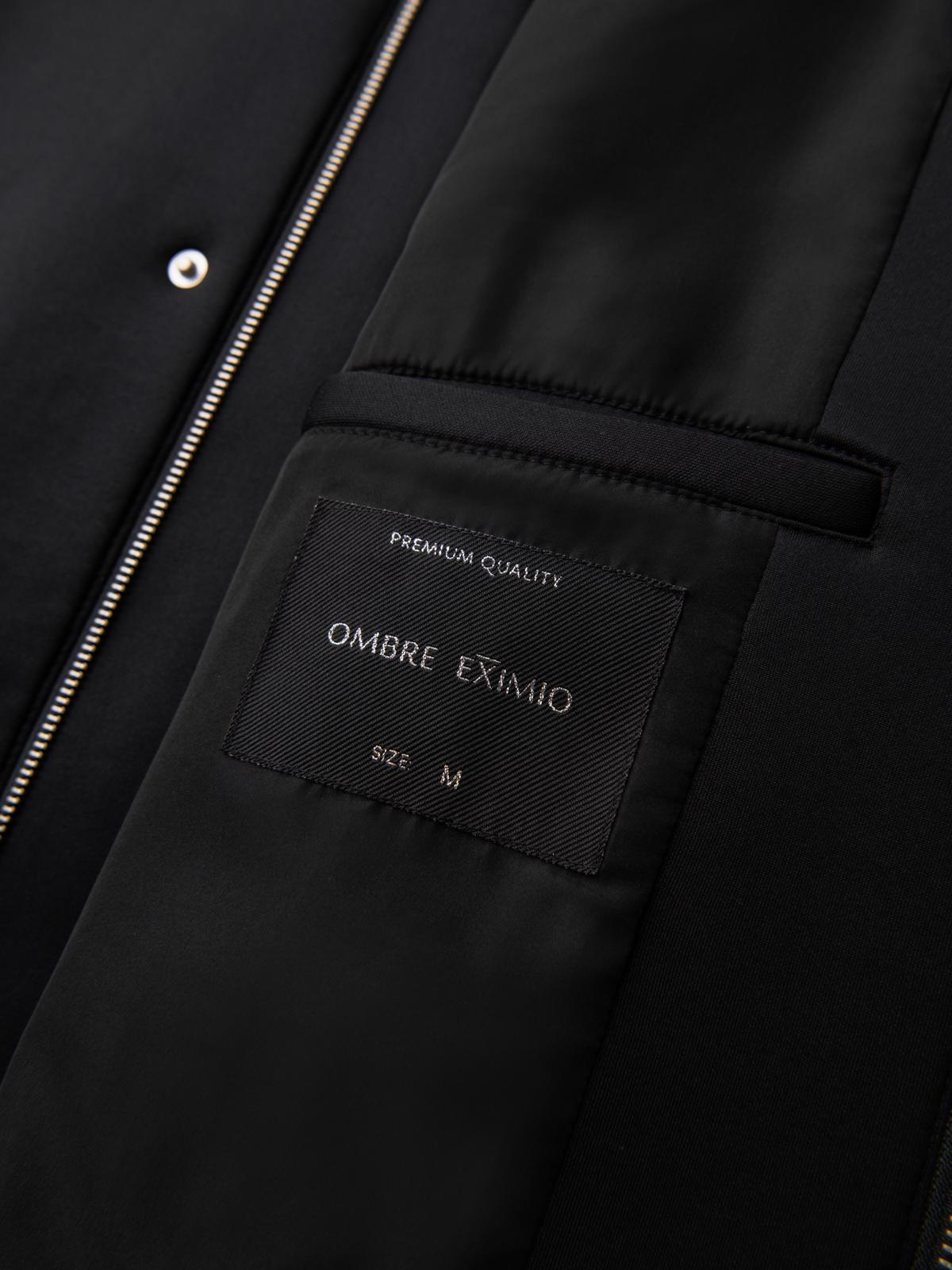 Ombre Men&#039;s minimalist medium length coat with hood - black