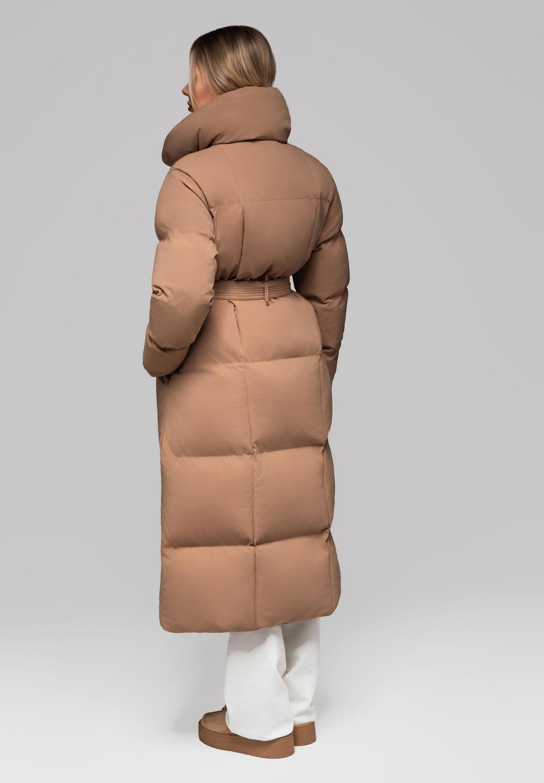 Edoti Women's quilted long jacket with belt OW-JALJ-0104 v3