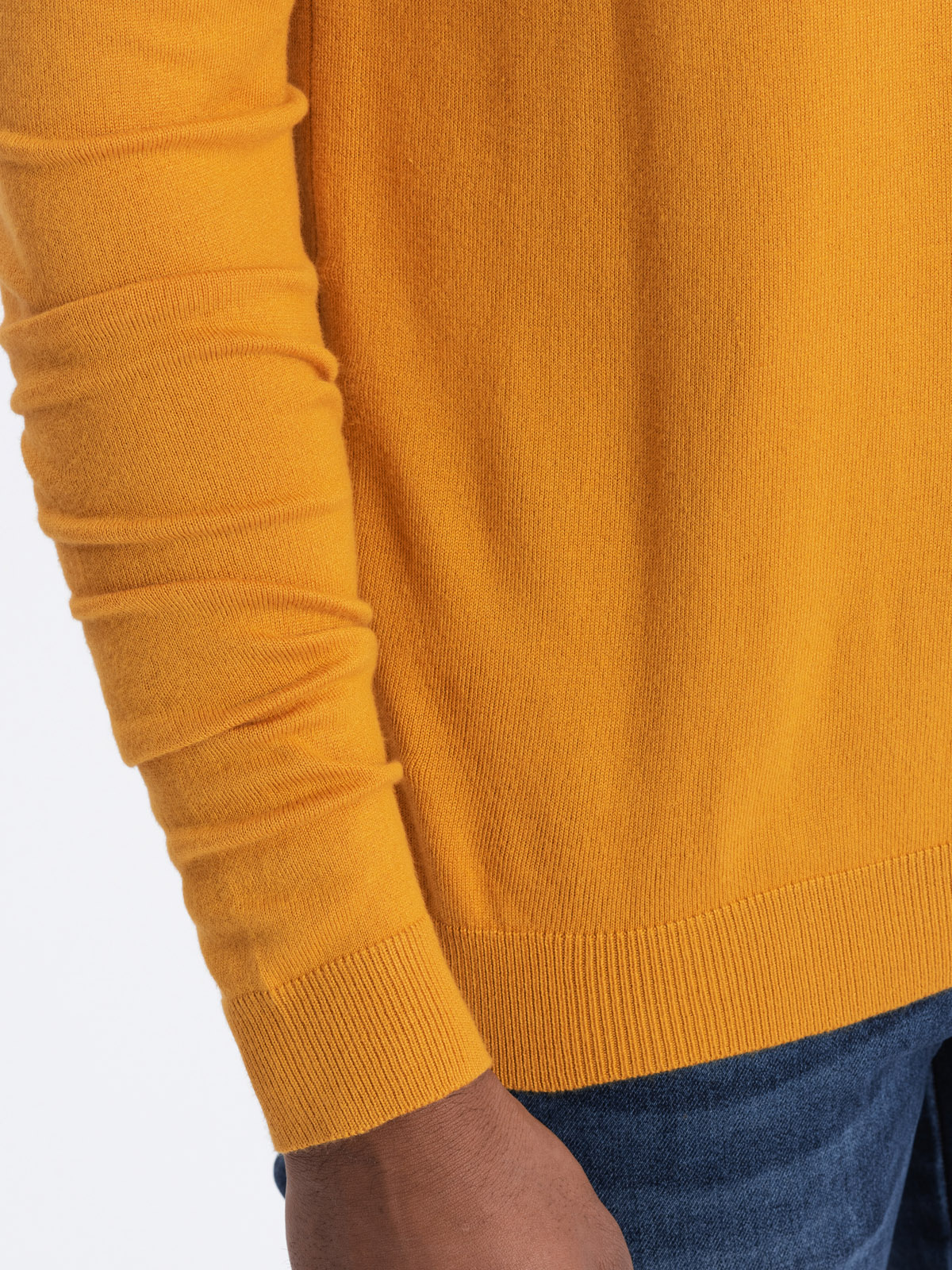 Ombre Men&#039;s knitted half turtleneck with viscose - mustard