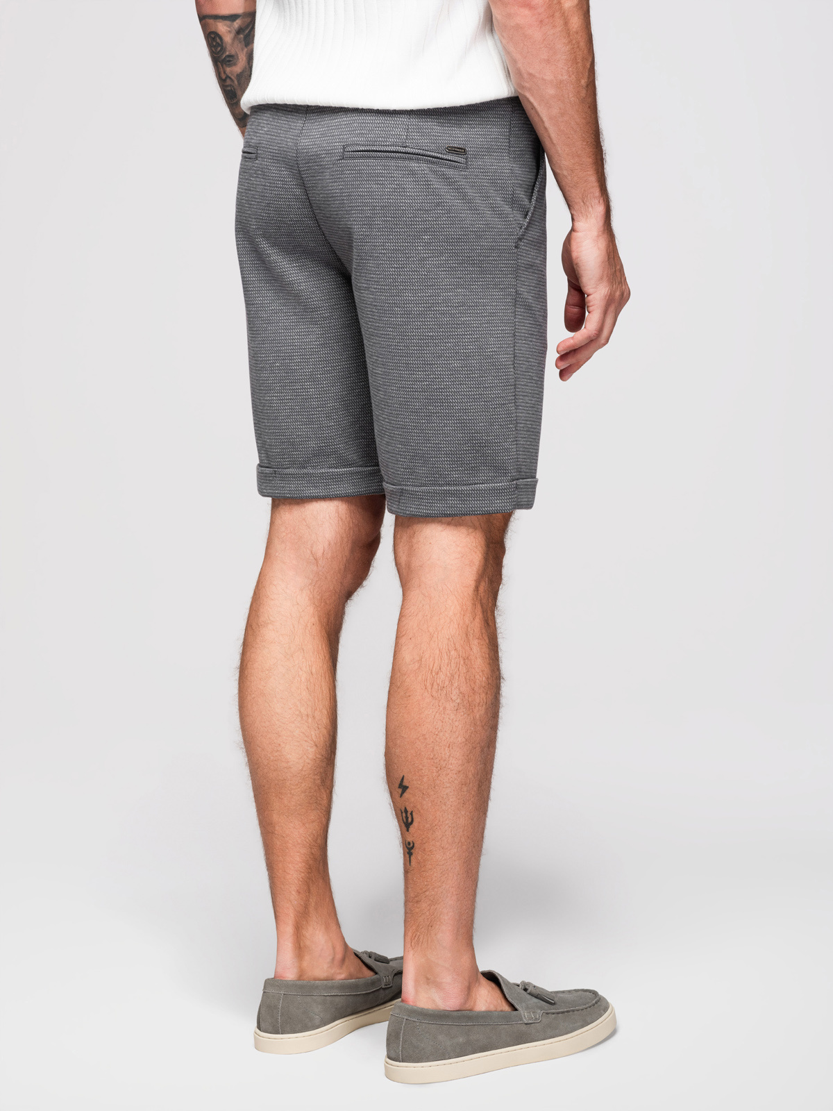 Ombre Men's structured knit elastic waistband short shorts - graphite
