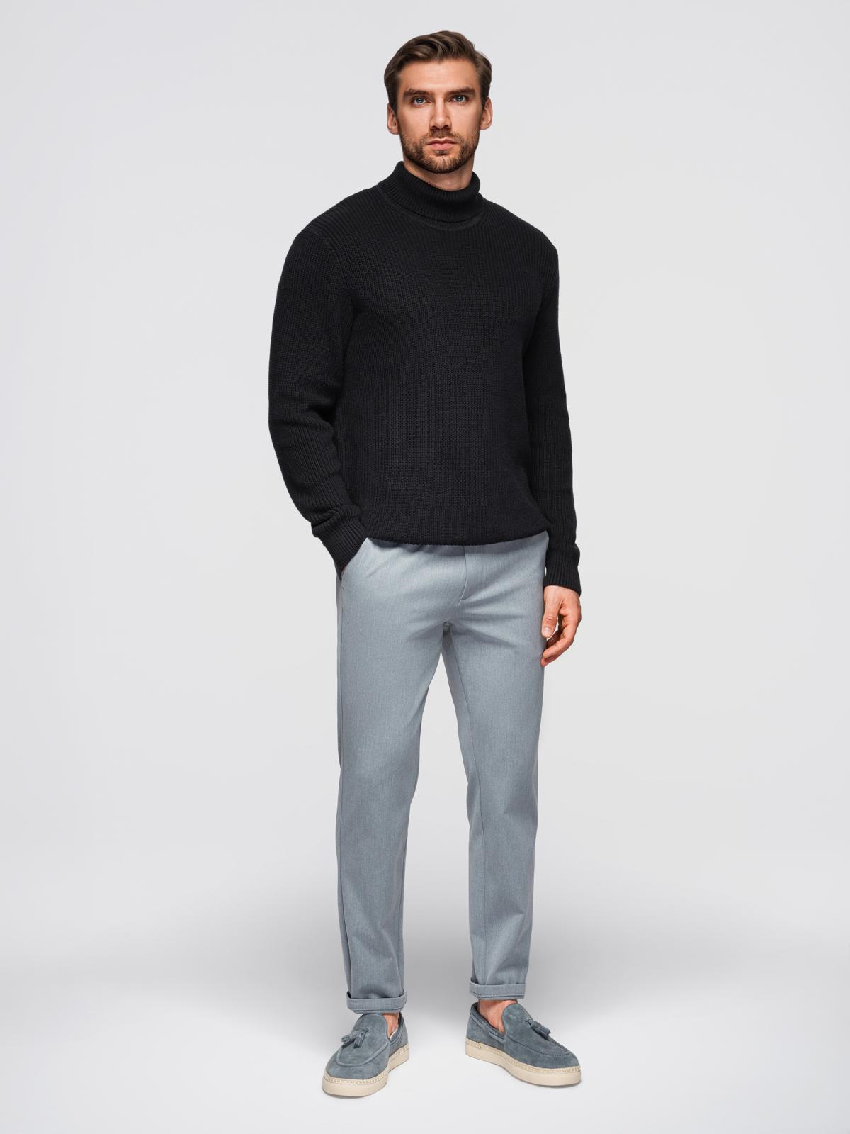 Ombre Men's classic cotton turtleneck sweater - black