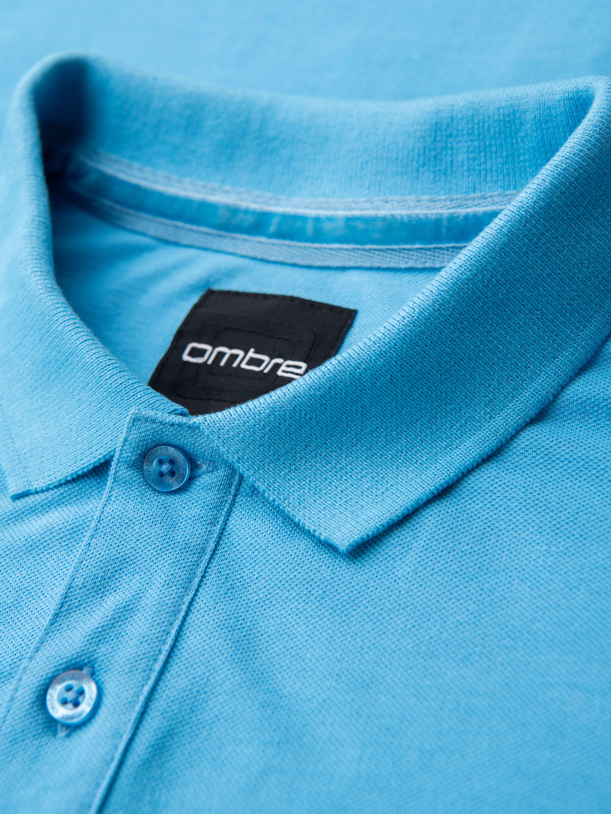 Ombre Cotton pique knit polo shirt - light blue