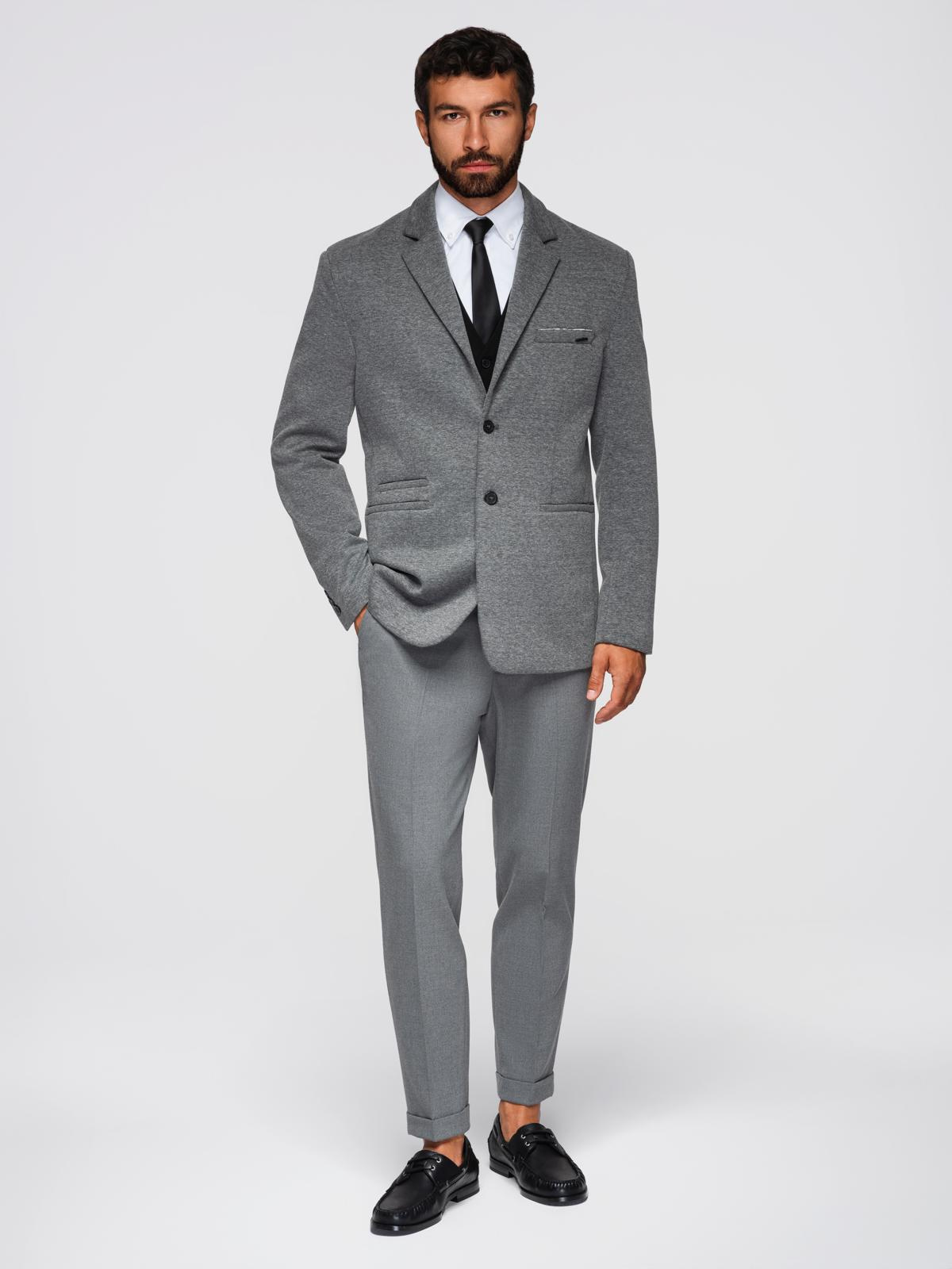 Ombre Men's knitted jacket with a fitted cut - graphite