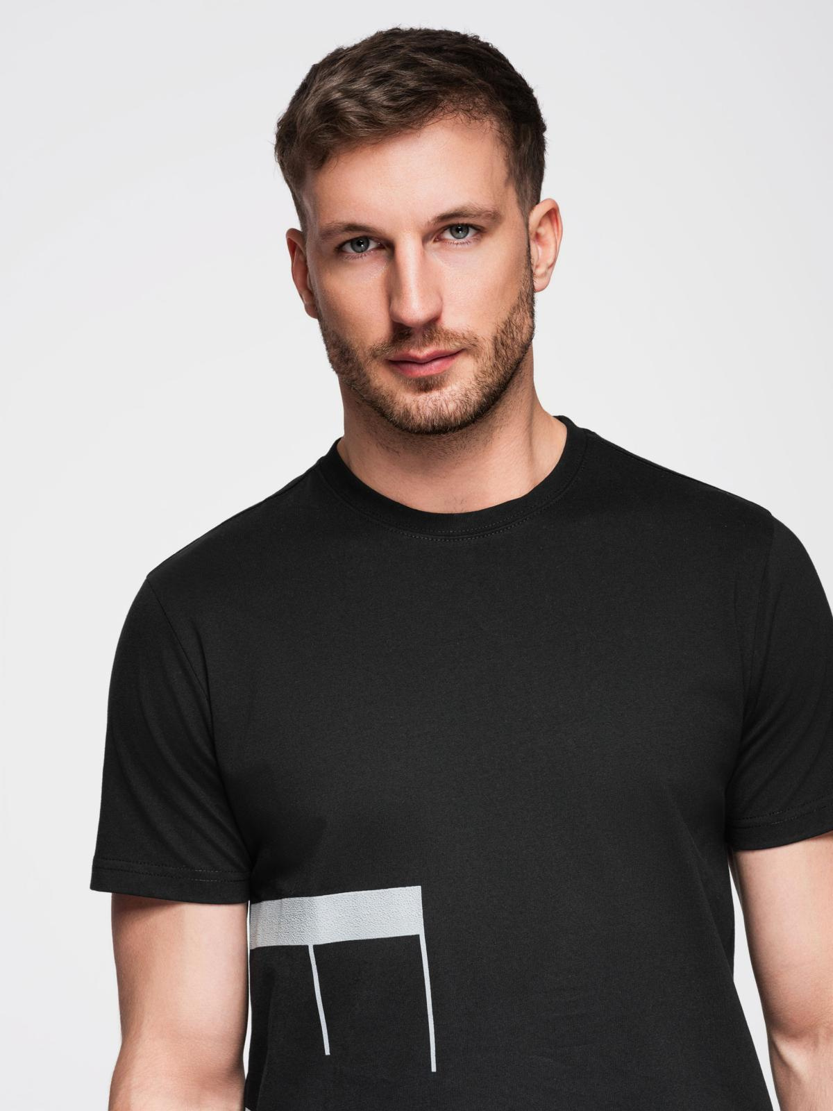 Ombre Men's cotton jersey T-shirt with large side lettering - black