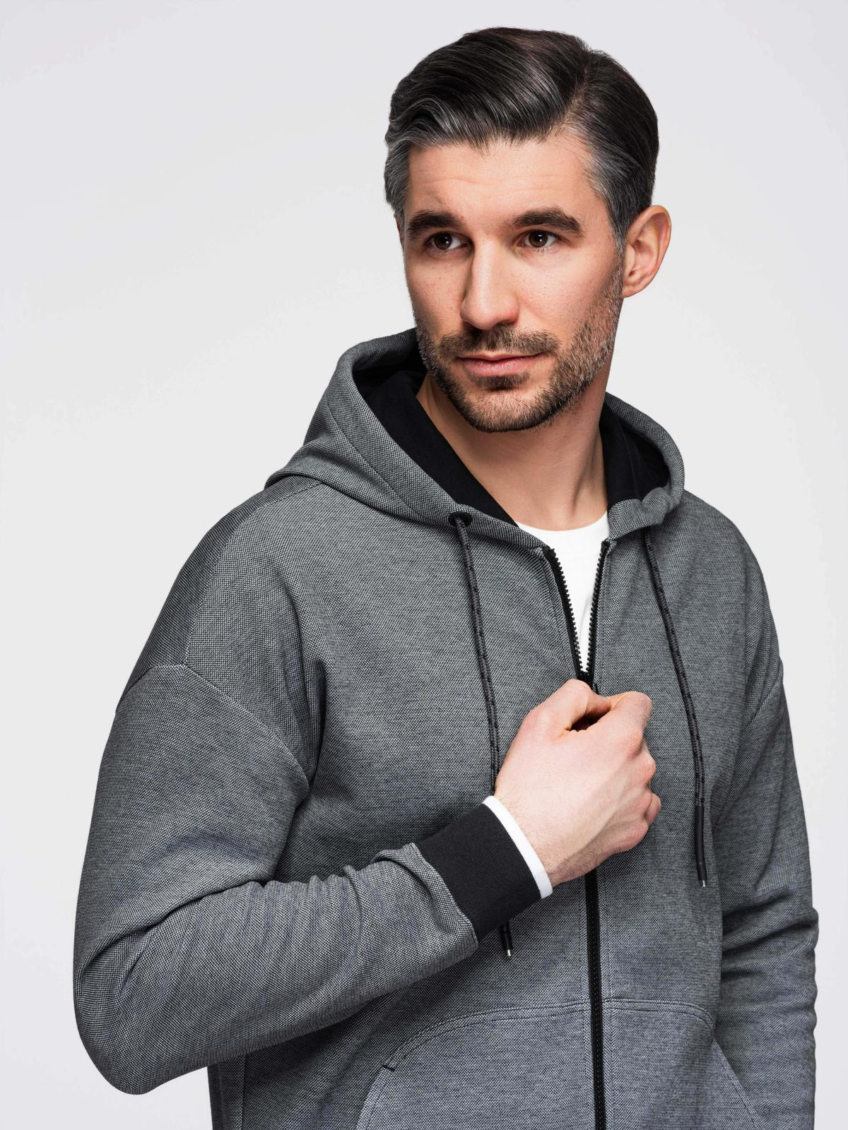 Ombre Men's softly structured hooded sweatshirt - black