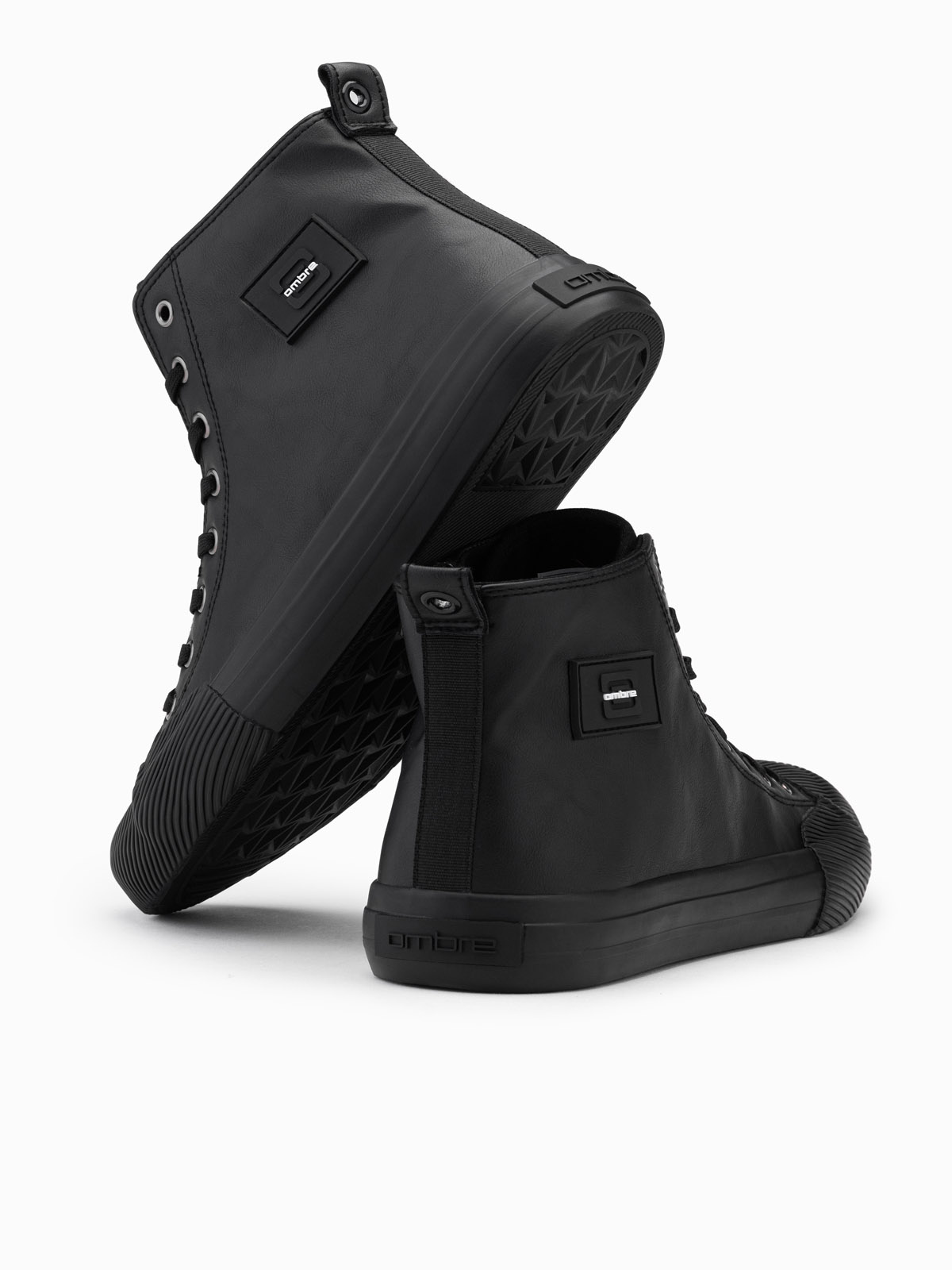 Ombre Men's high-top sneakers with decorative toe box - black