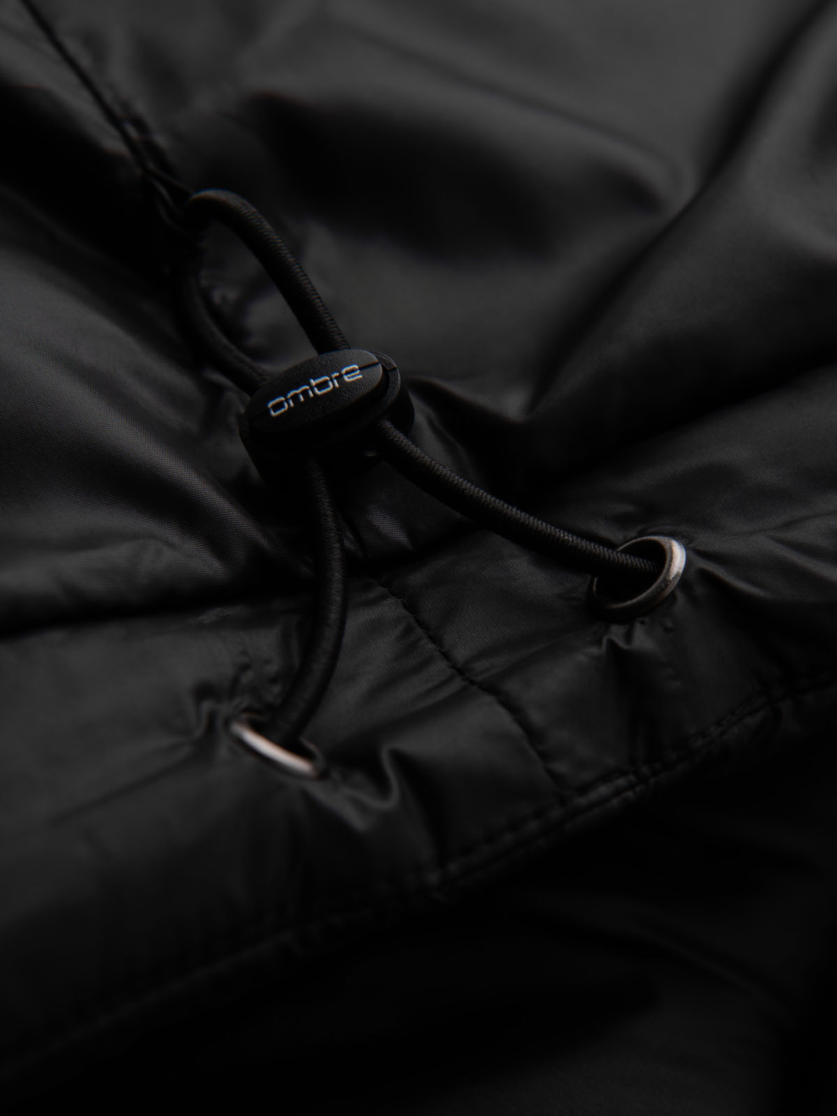 Ombre Men&#039;s quilted puffer jacket with hood - black