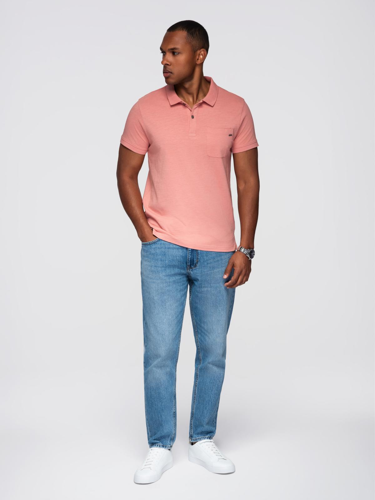 Ombre Classic cotton knit polo shirt - pink