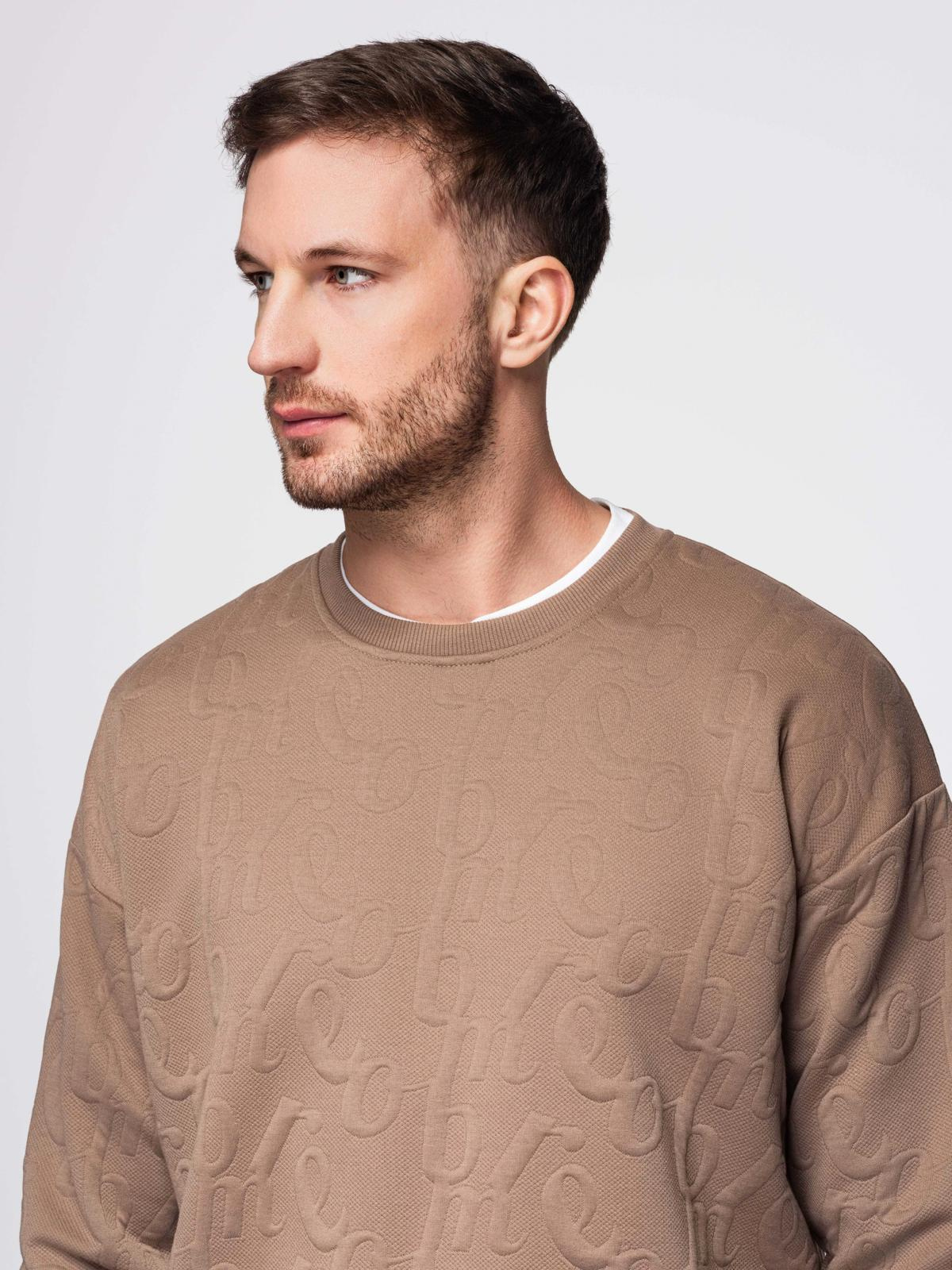 Ombre Men's RELAXED FIT sweatshirt with embossed letters - brown