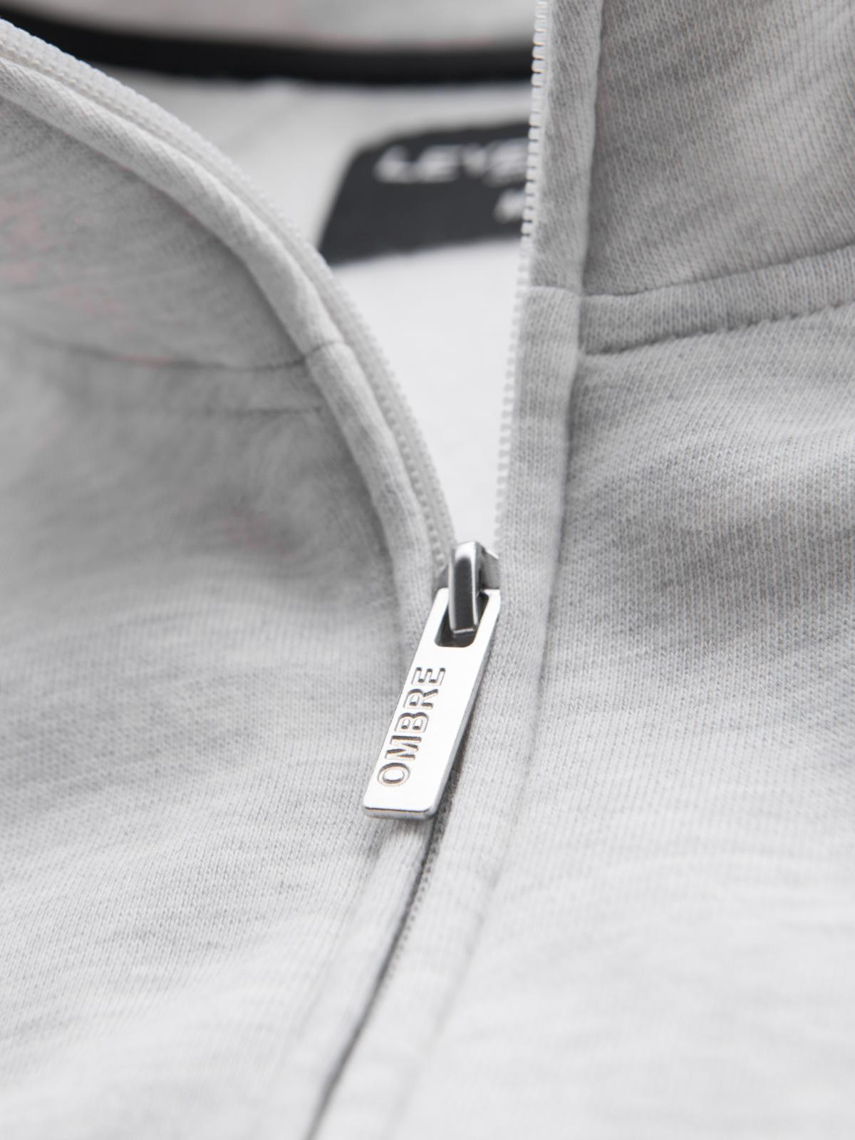 Ombre Men's sweatshirt with high collar and stripes - grey melange