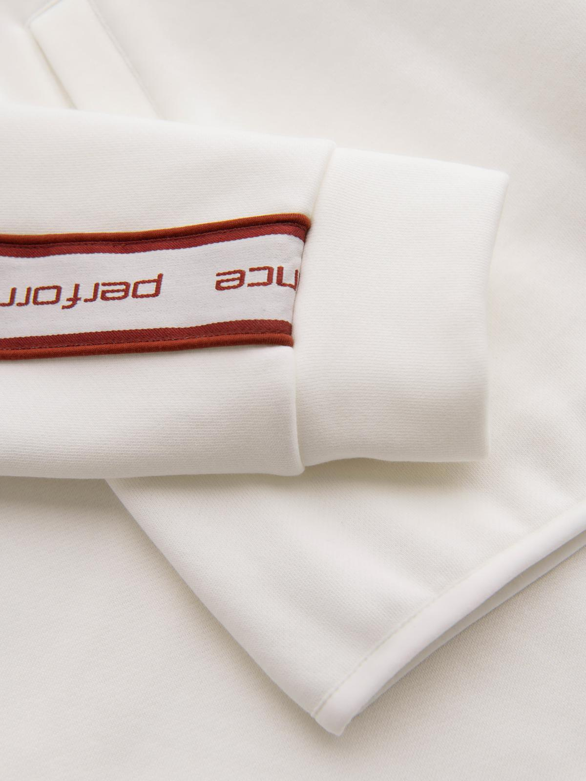 Ombre Men's unbuttoned sweatshirt with piping and high collar - cream