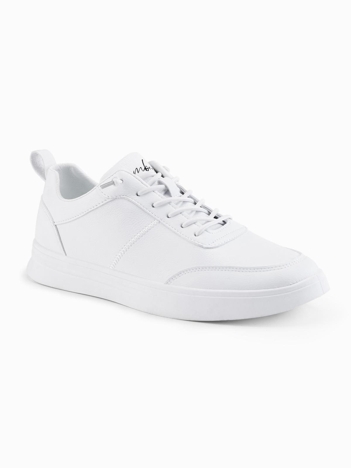Ombre Men's monochromatic sports style shoes with stitching - white