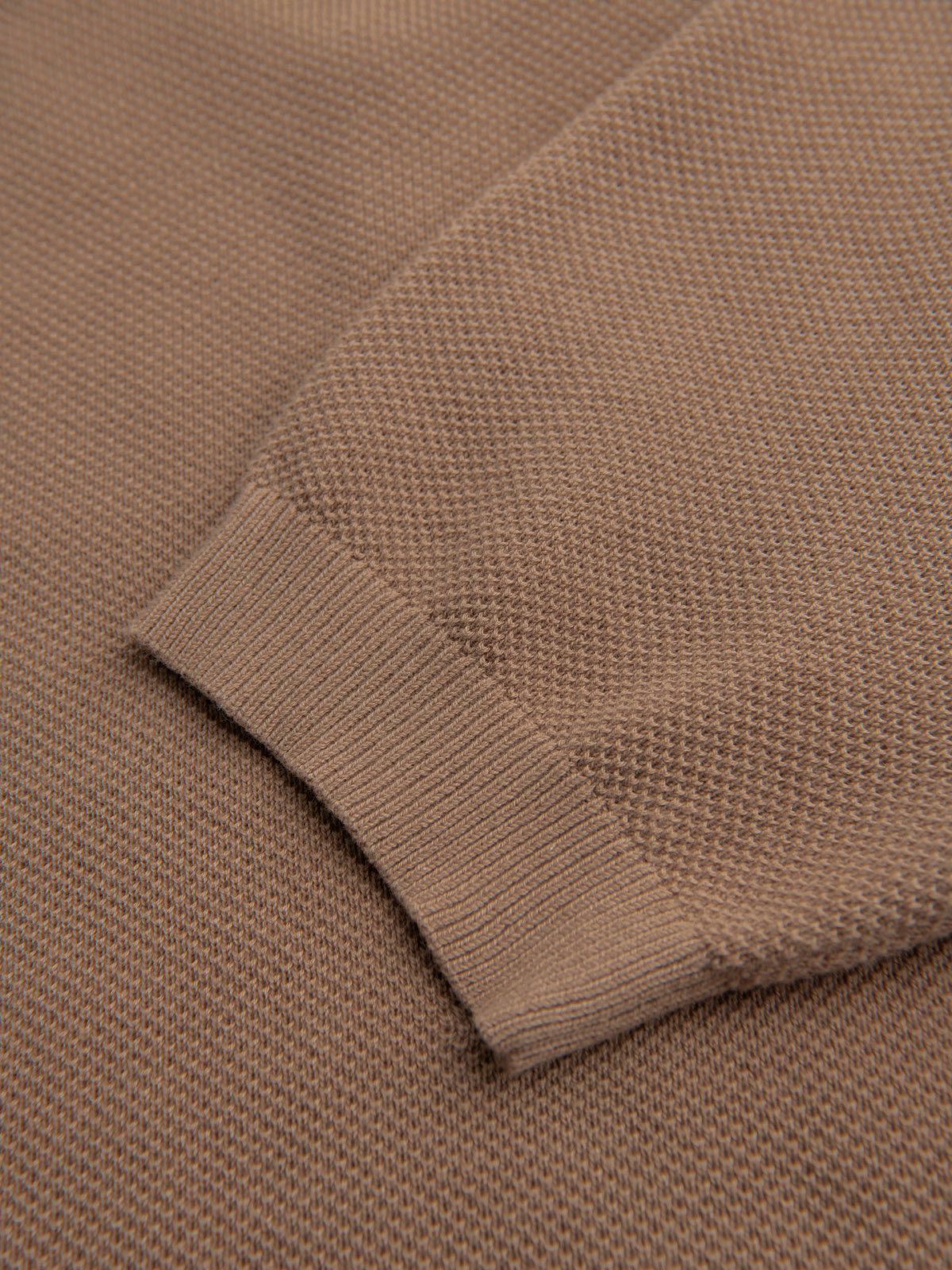 Ombre Men's cotton structured knit polo shirt - light brown