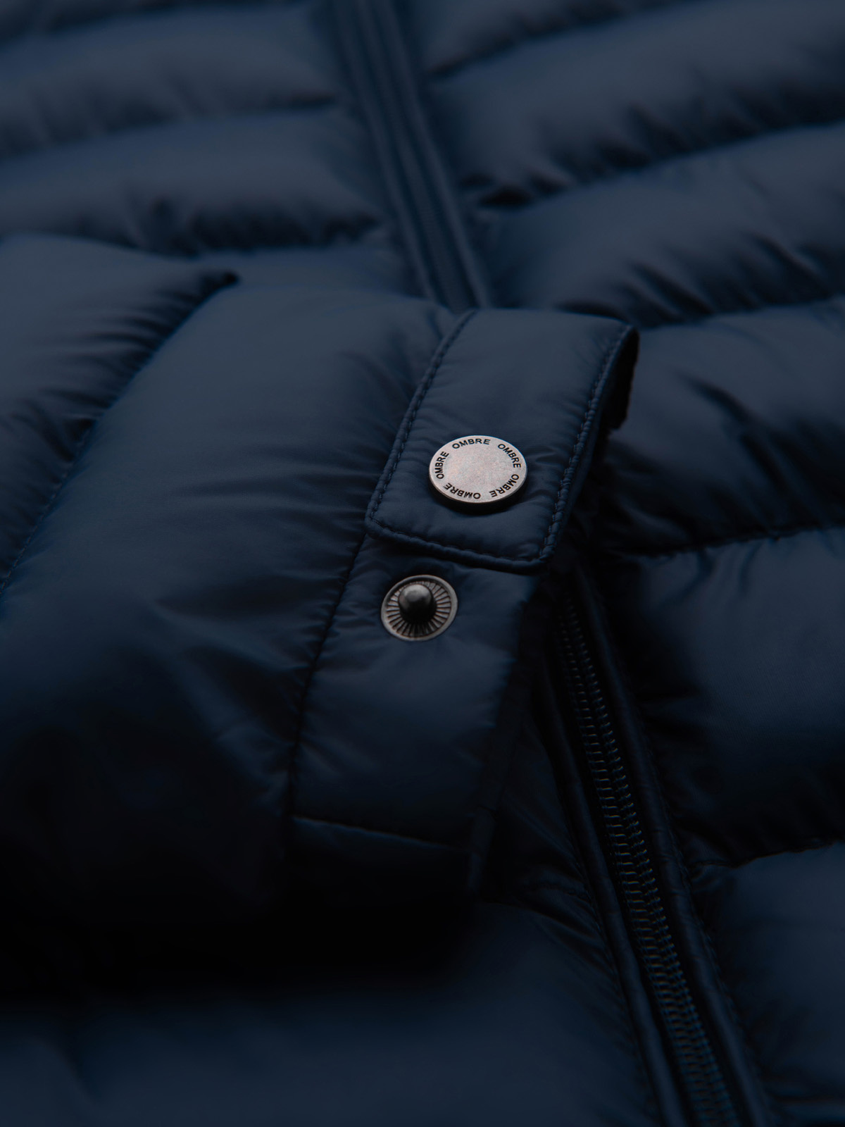Ombre Men&#039;s quilted jacket with two fasteners - navy blue