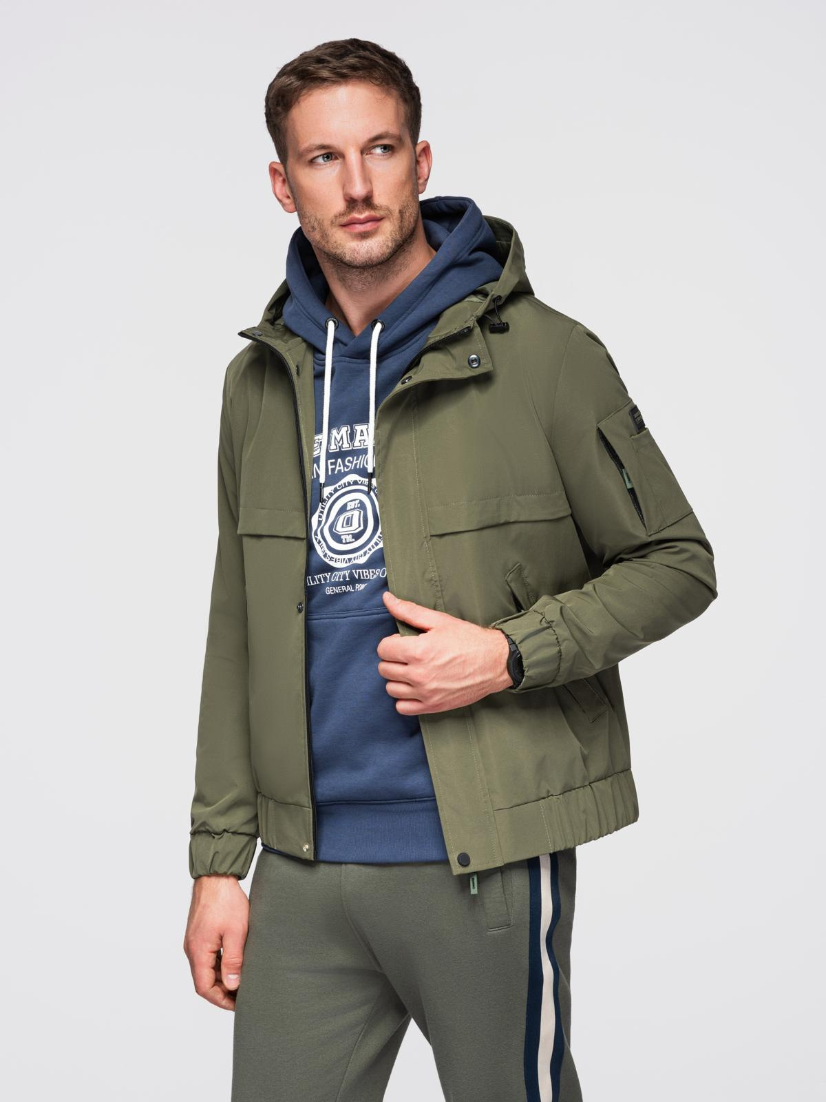 Ombre Men&#039;s functional transitional jacket with hood - olive