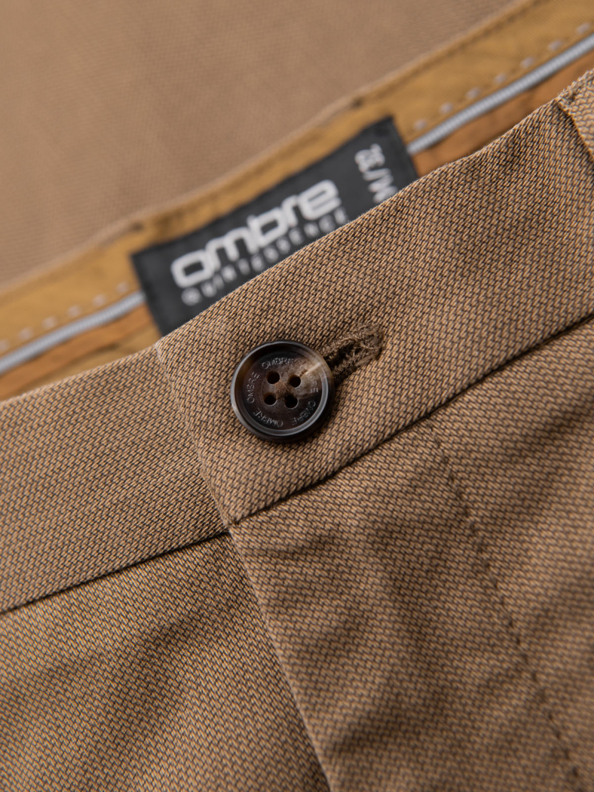 Ombre Men's REGULAR FIT chino pants with fine texture - dark beige