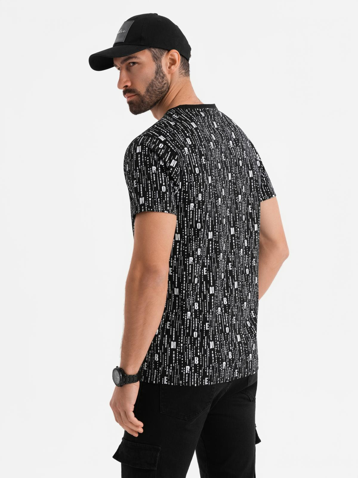 Ombre Cotton T-shirt with print and round neckline - black