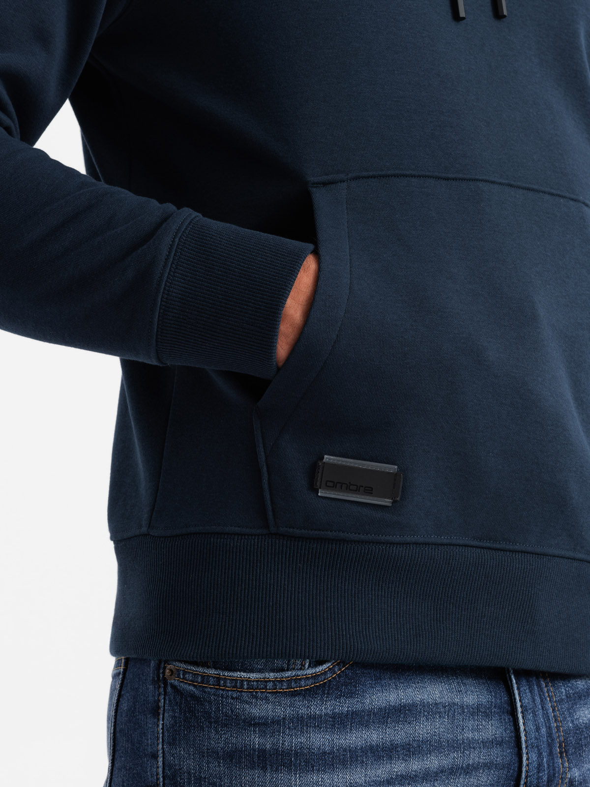 Ombre BASIC men&#039;s cotton kangaroo hooded sweatshirt - navy blue