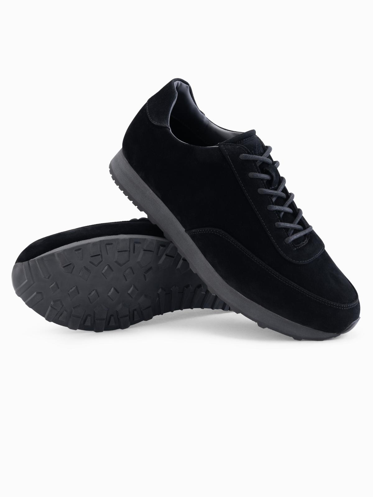 Ombre Men&#039;s sports shoes sneakers in eco leather with suede finish- black