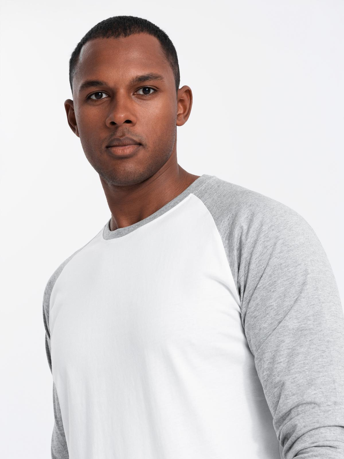 Ombre Men's longsleeve with raglan contrast sleeves - white and gray