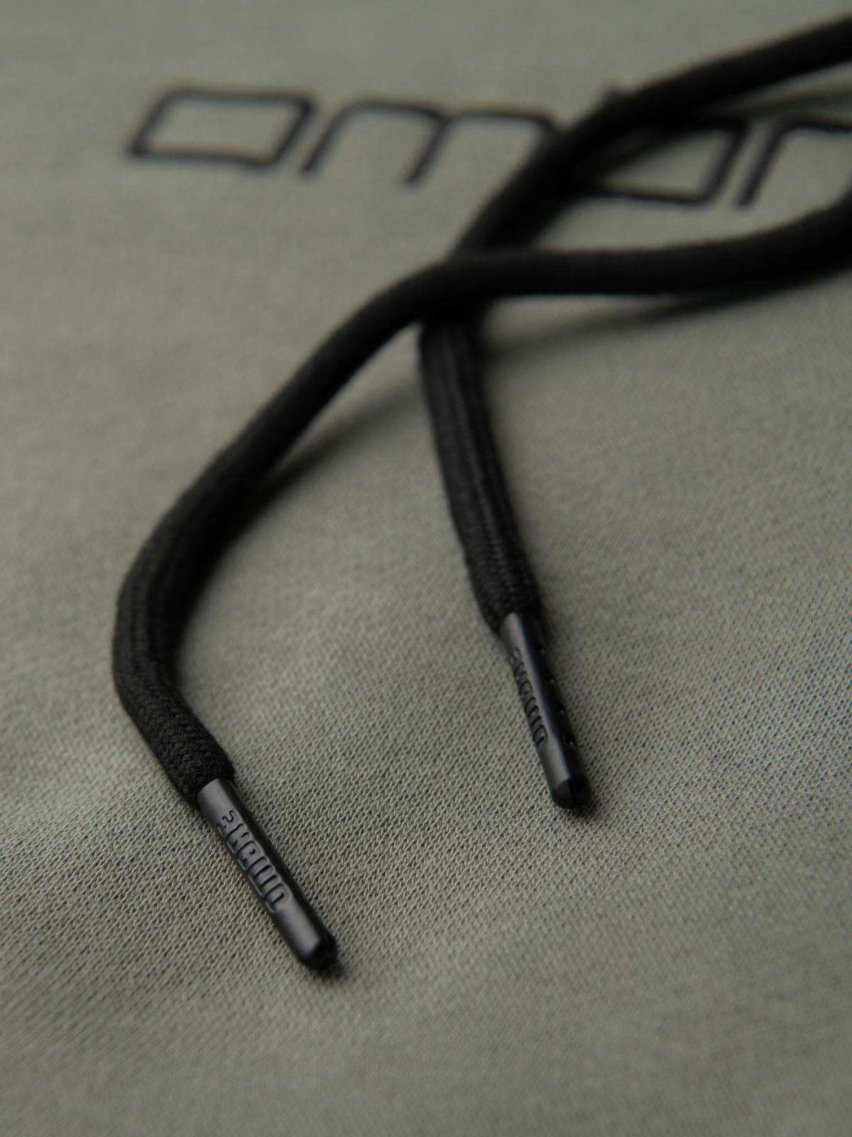 Ombre Men's kangaroo sweatshirt with embroidery and hood - khaki