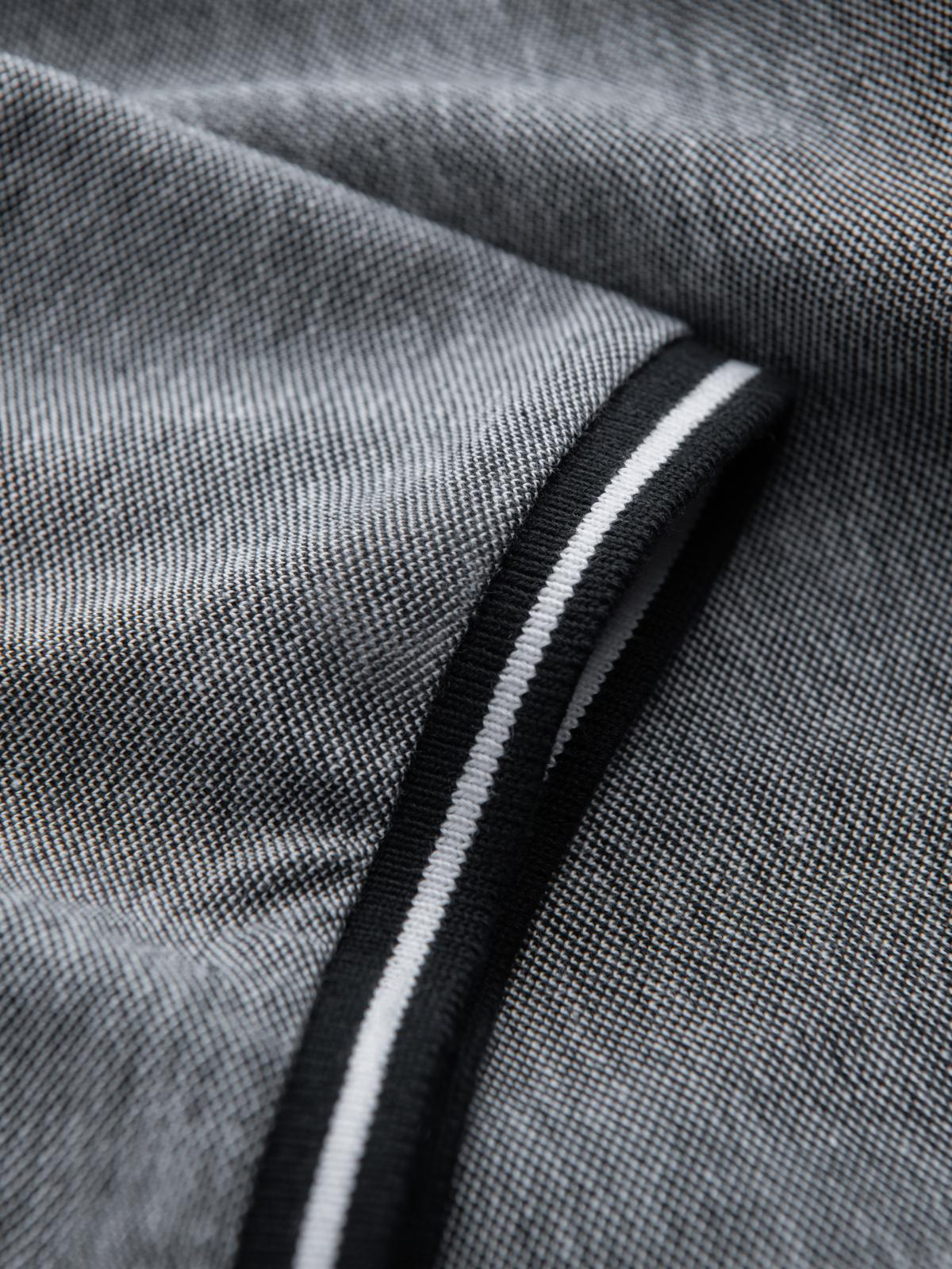 Ombre Men's melange polo shirt with striped collar - black