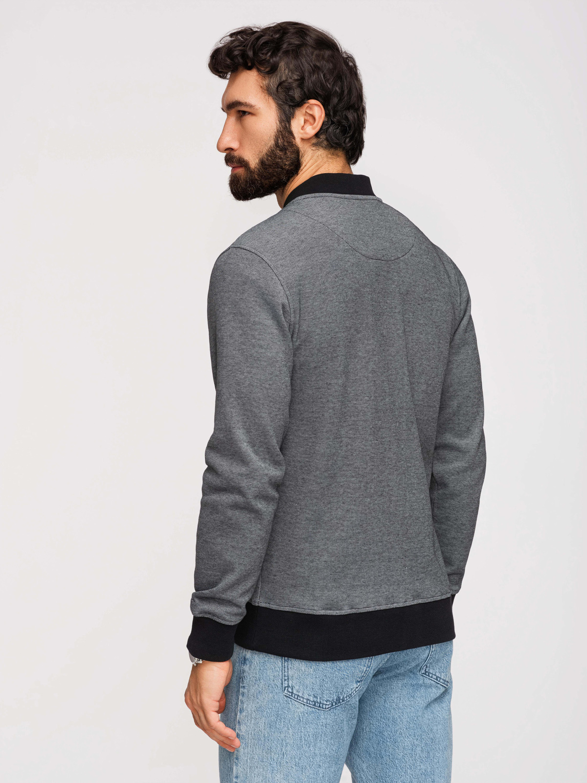 Ombre Men's pique knit bomber jacket - black