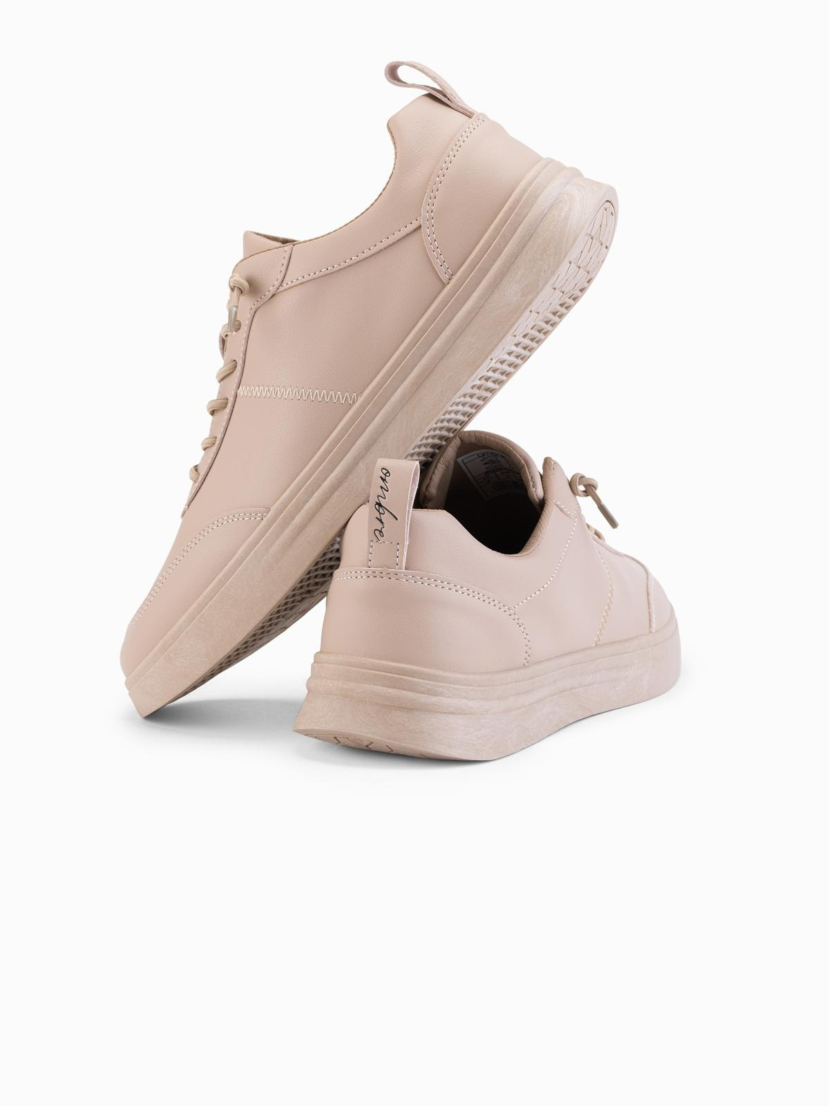 Ombre Men&#039;s monochromatic sports style shoes with stitching - beige