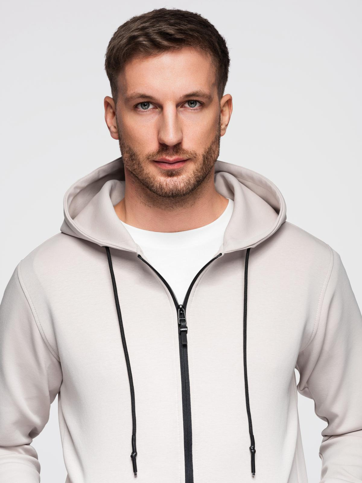 Ombre Sweatshirt unzipped hoodie in streetwear style - sand