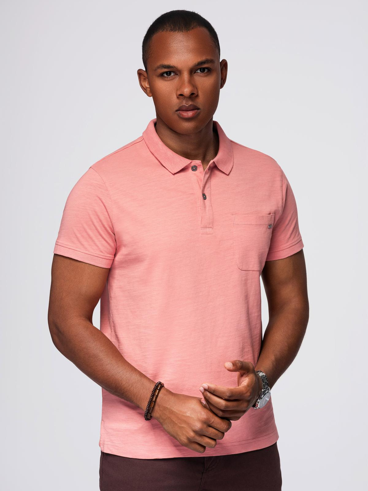 Ombre Classic cotton knit polo shirt - pink