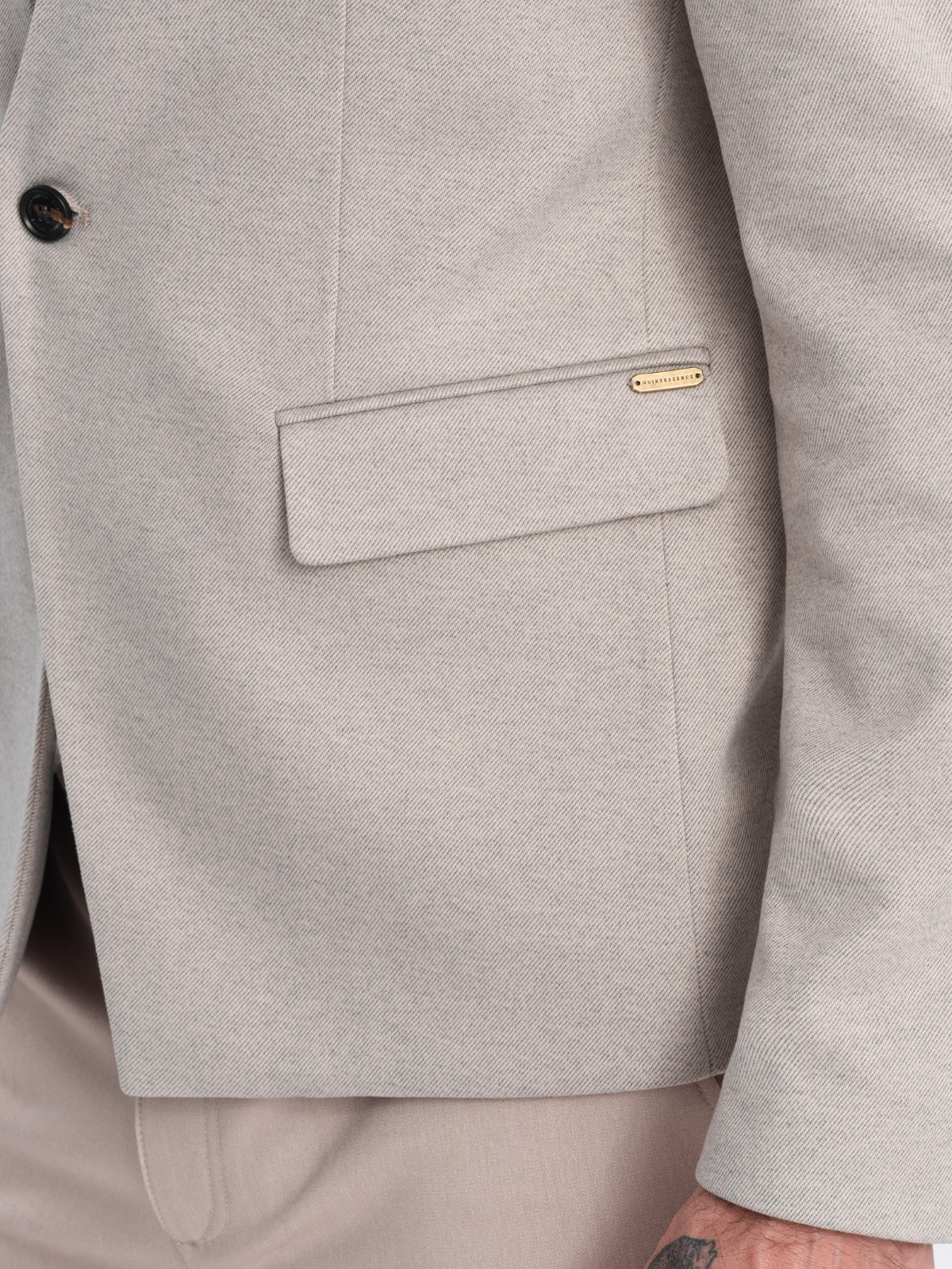 Ombre Men&#039;s melange rayon jacket with stand-up collar - beige melange