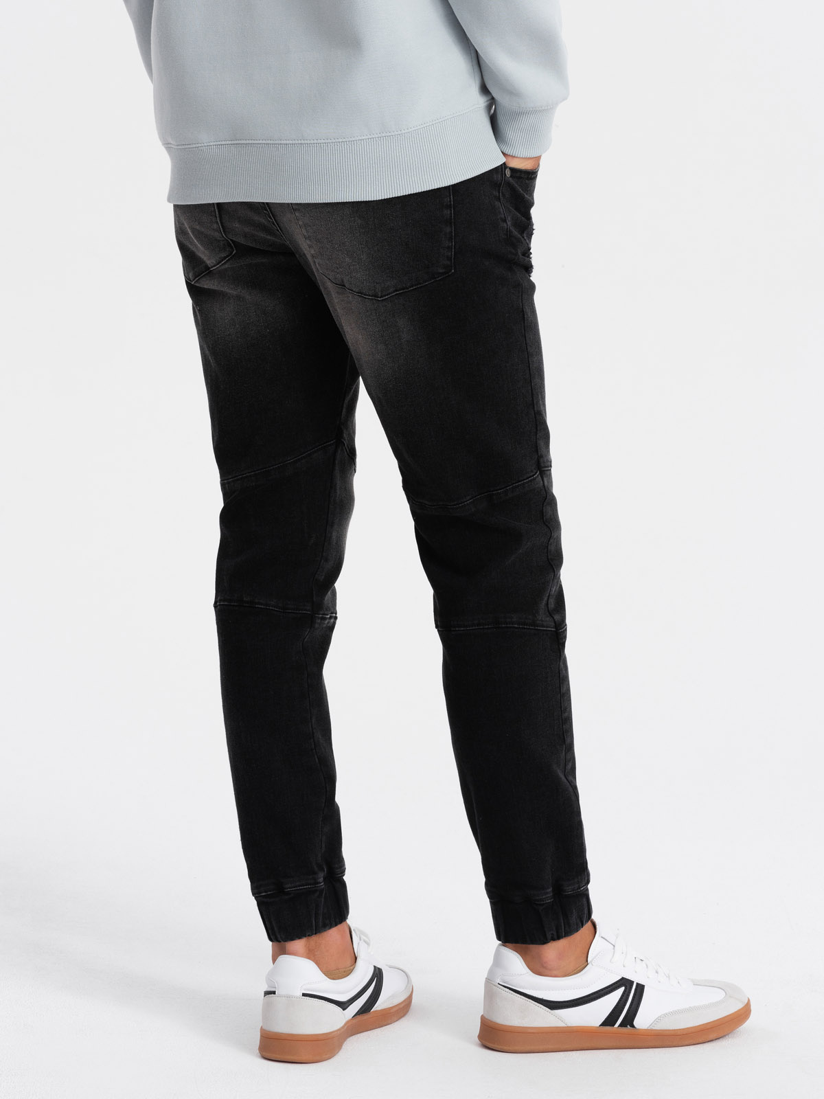 Ombre Men&#039;s marbled JOGGERS pants with rubbed edges - black