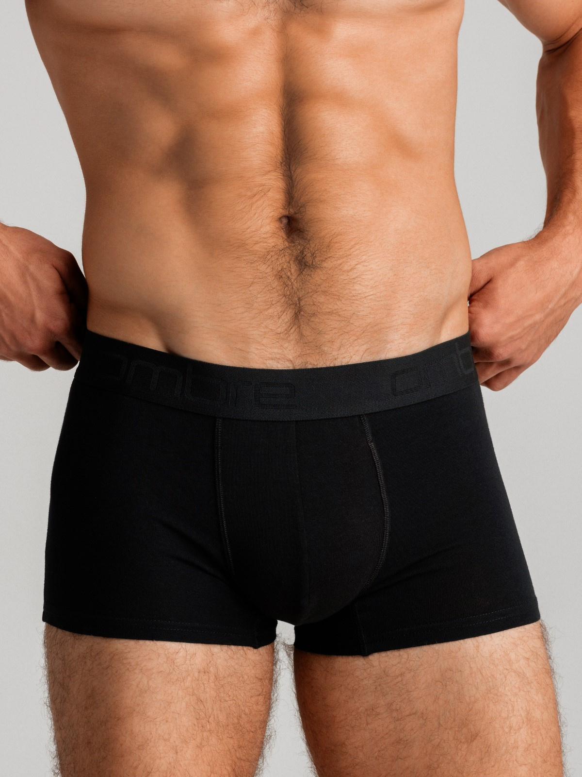 Ombre Men&#039;s cotton boxer shorts with logo - 3-pack black