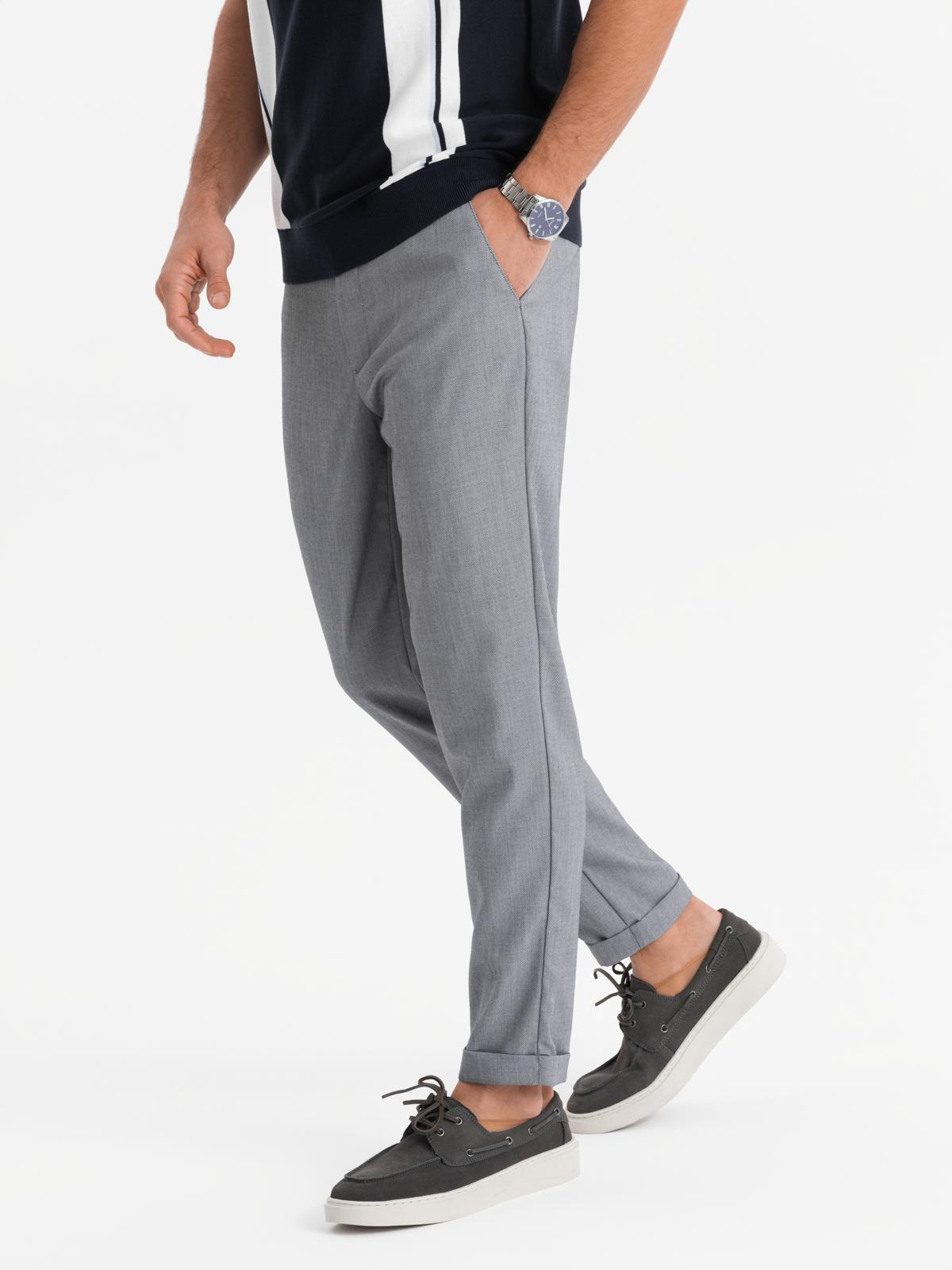 Ombre Men's REGULAR FIT chino pants with elastic waistband - grey