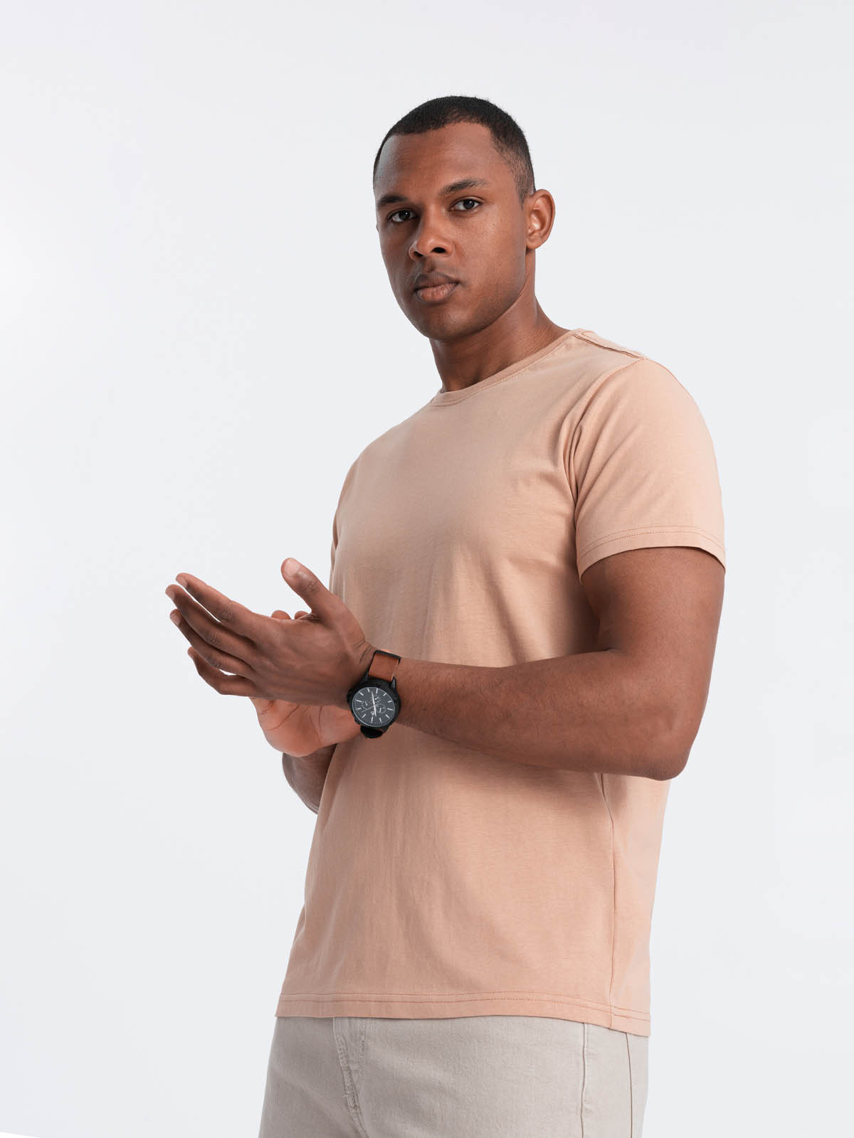 Ombre Classic BASIC men's cotton T-shirt - flesh-colored
