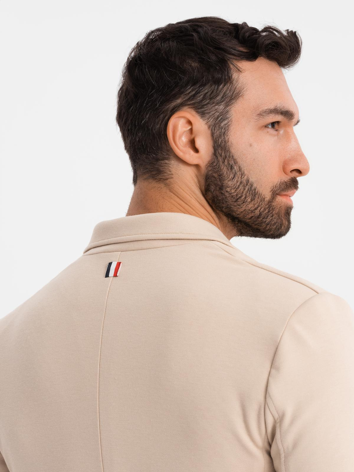 Ombre Men&#039;s SLIM knit jacket with subtle texture - beige