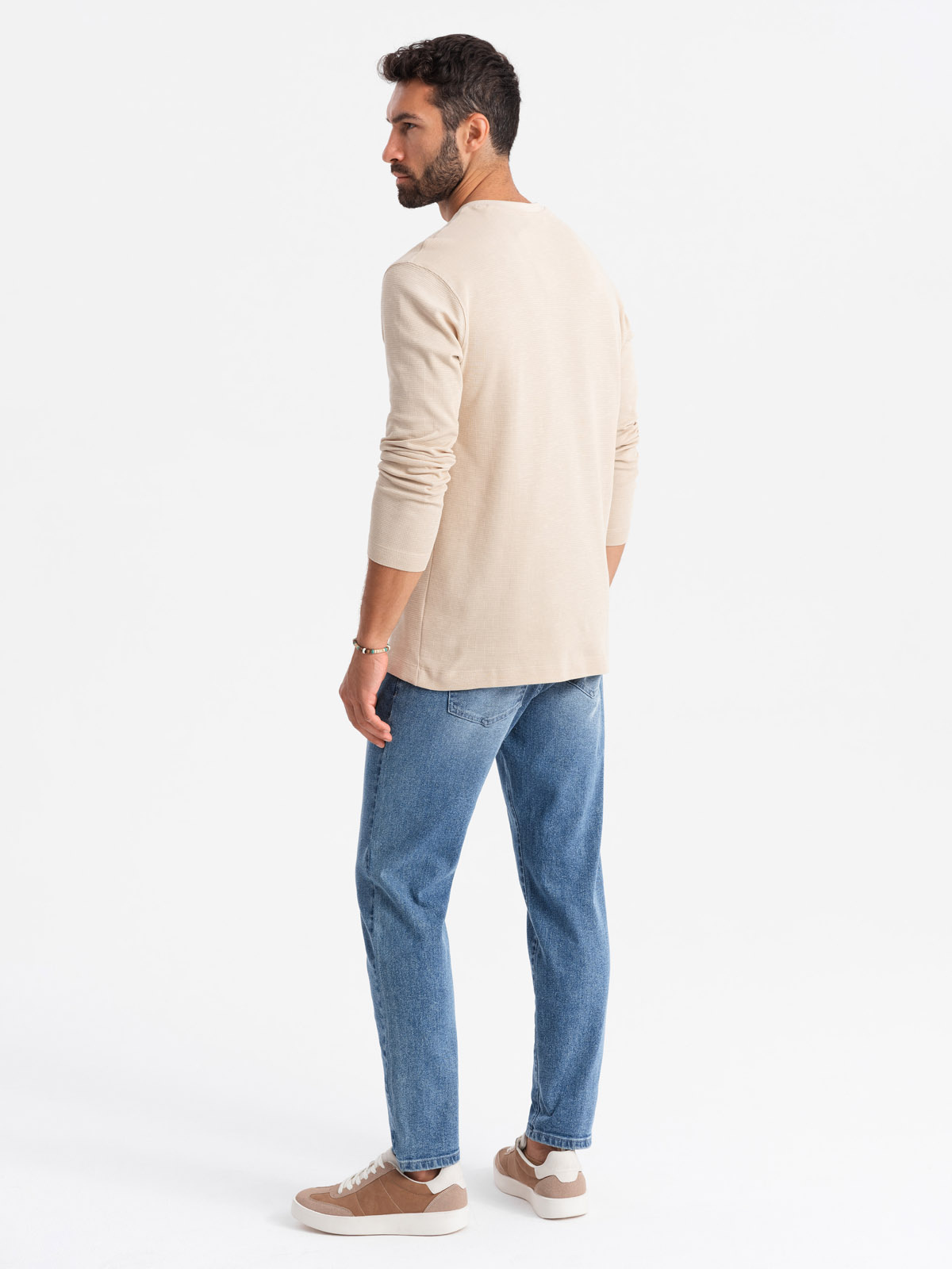 Ombre Men&#039;s CARROT FIT denim pants with subtle rubbing - blue