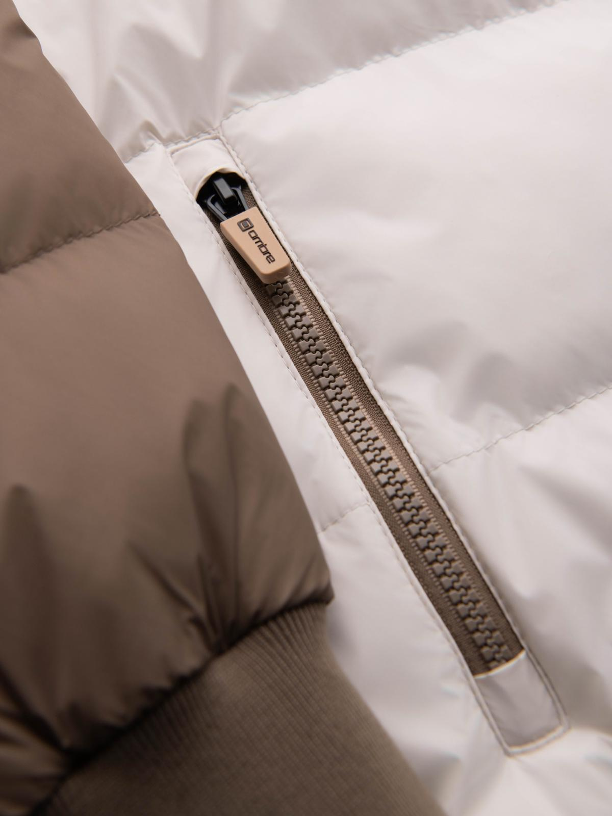 Ombre Colorful retro men&#039;s sports jacket - beige and white