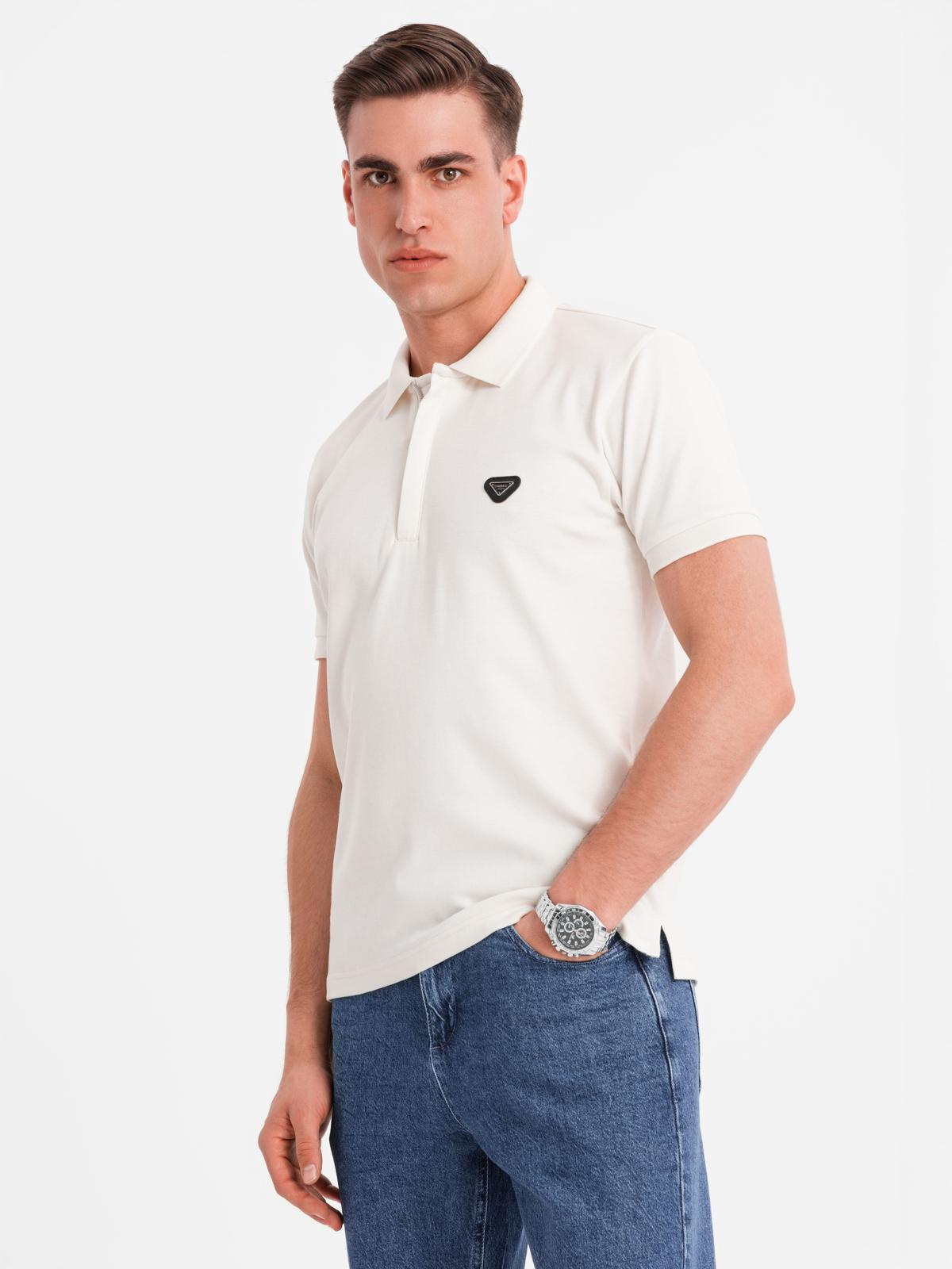 Ombre Mens polo shirt with zipper neckline - white