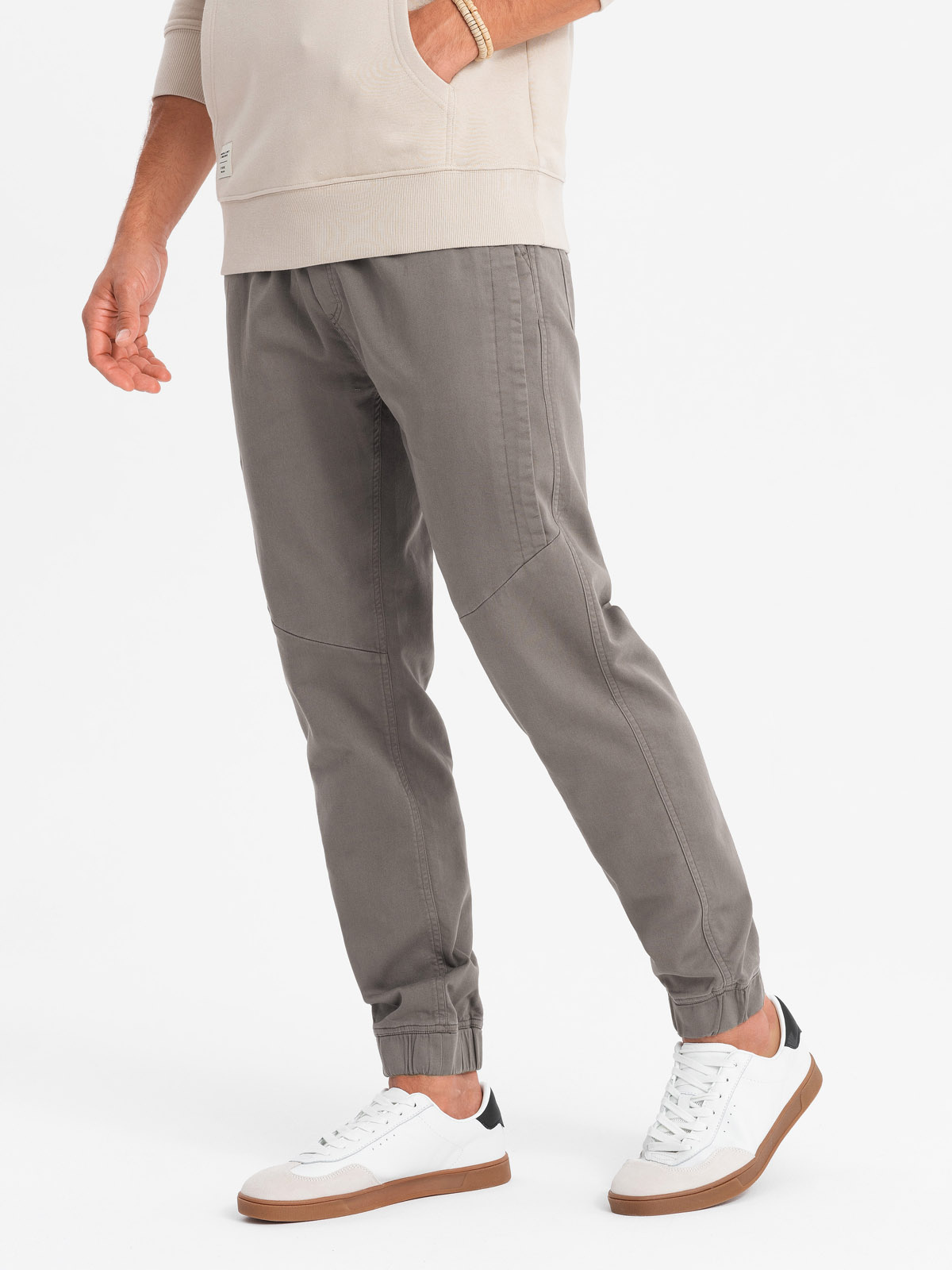 Ombre Men's knitted joggers with pleats - graphite