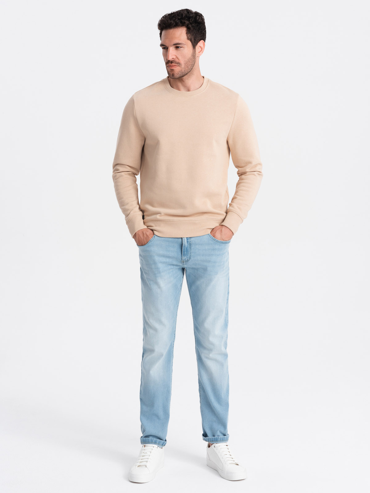Ombre BASIC men&#039;s non-stretch cotton sweatshirt - beige