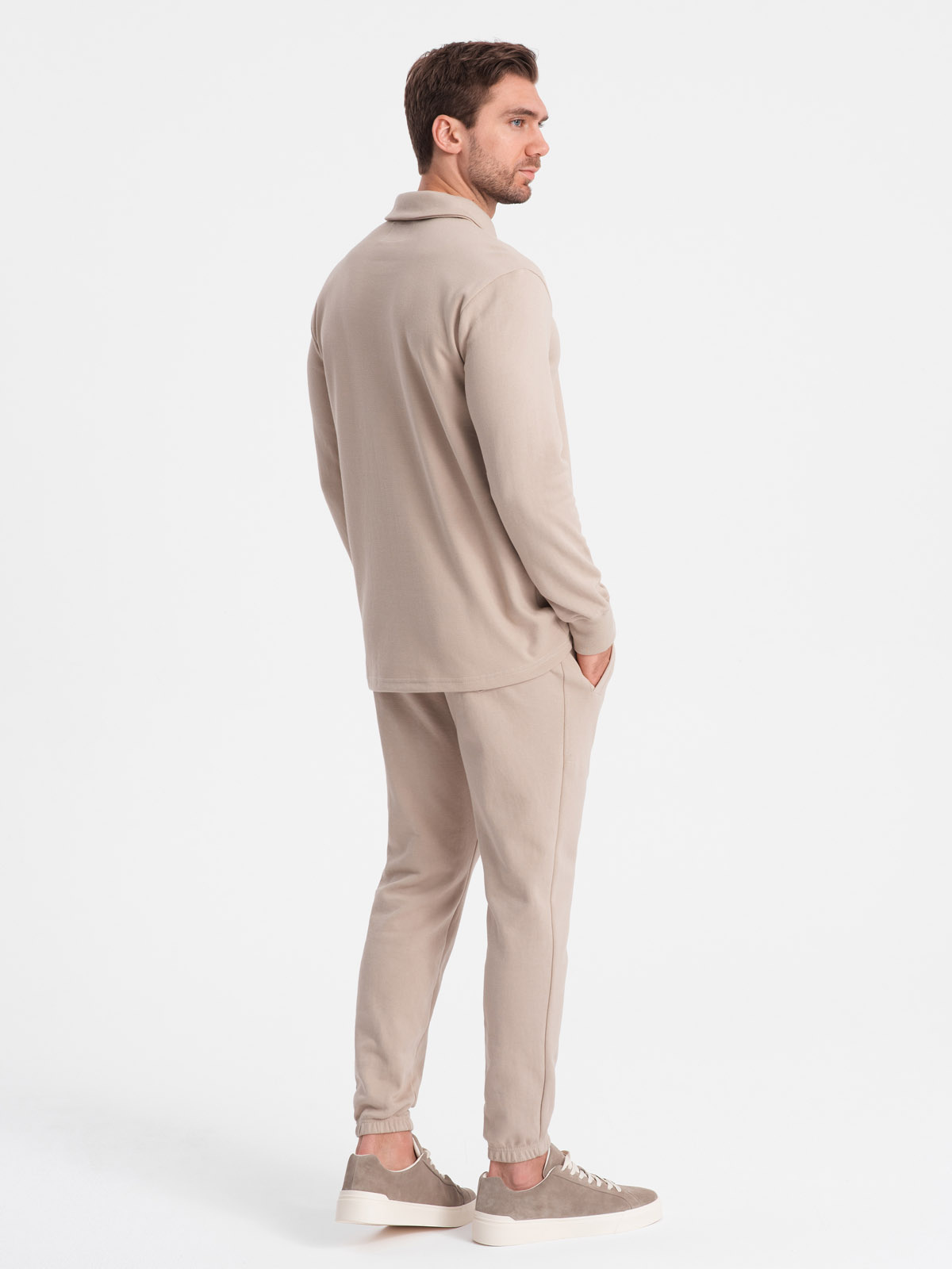 Ombre Men's tracksuit set sweatshirt with polo collar + pants