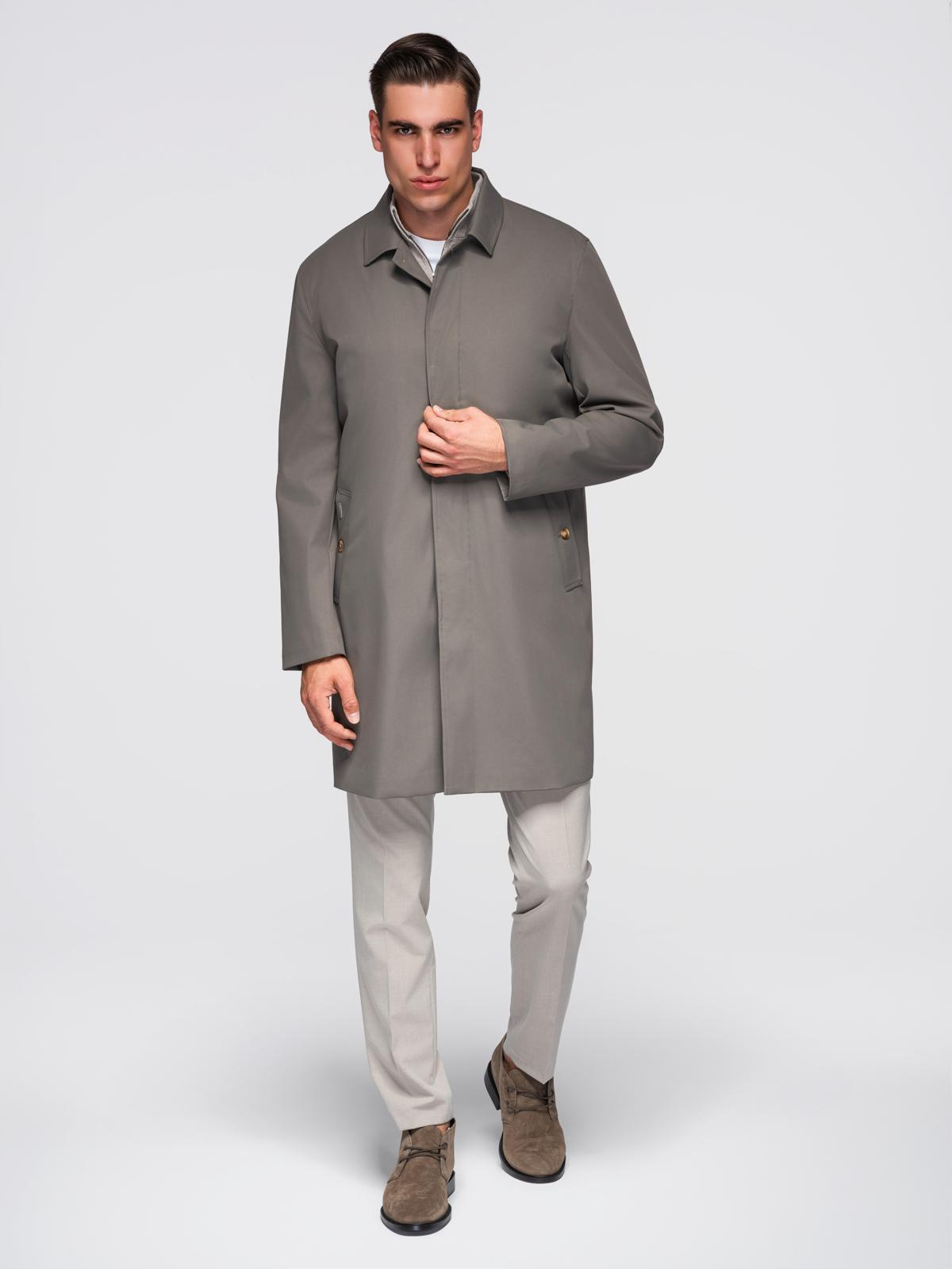 Ombre Men&#039;s minimalist coat with detachable vest - ash