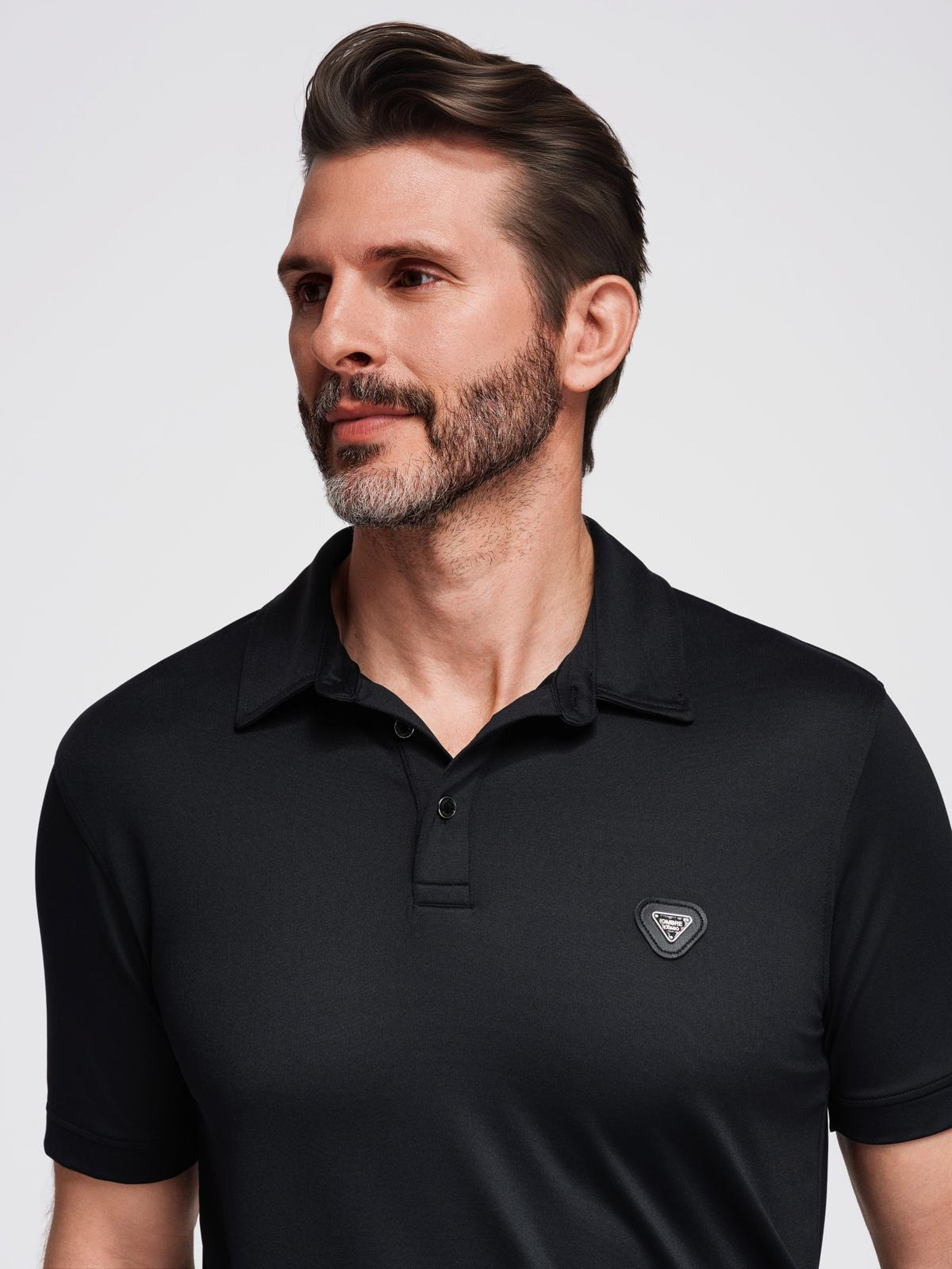 Ombre Stylish men's stretch fabric polo shirt - black