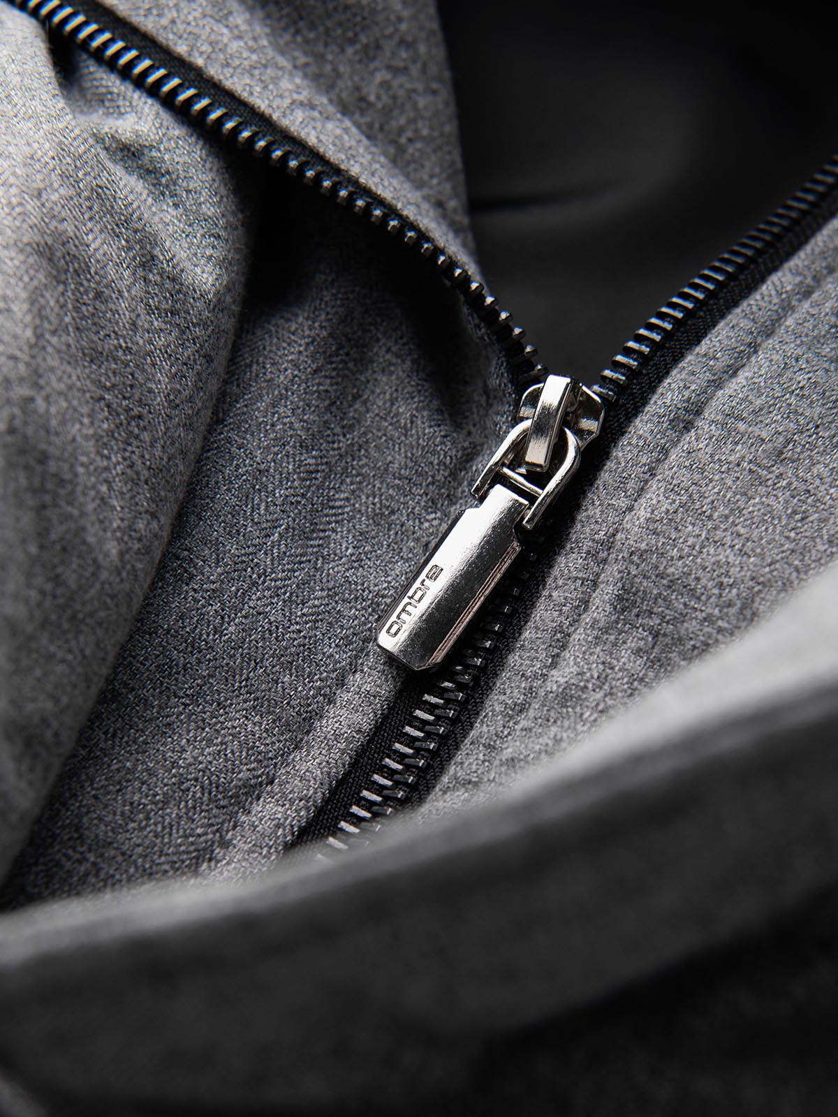 Ombre Men&#039;s jacket with a jacket cut with a fleece lining - gray