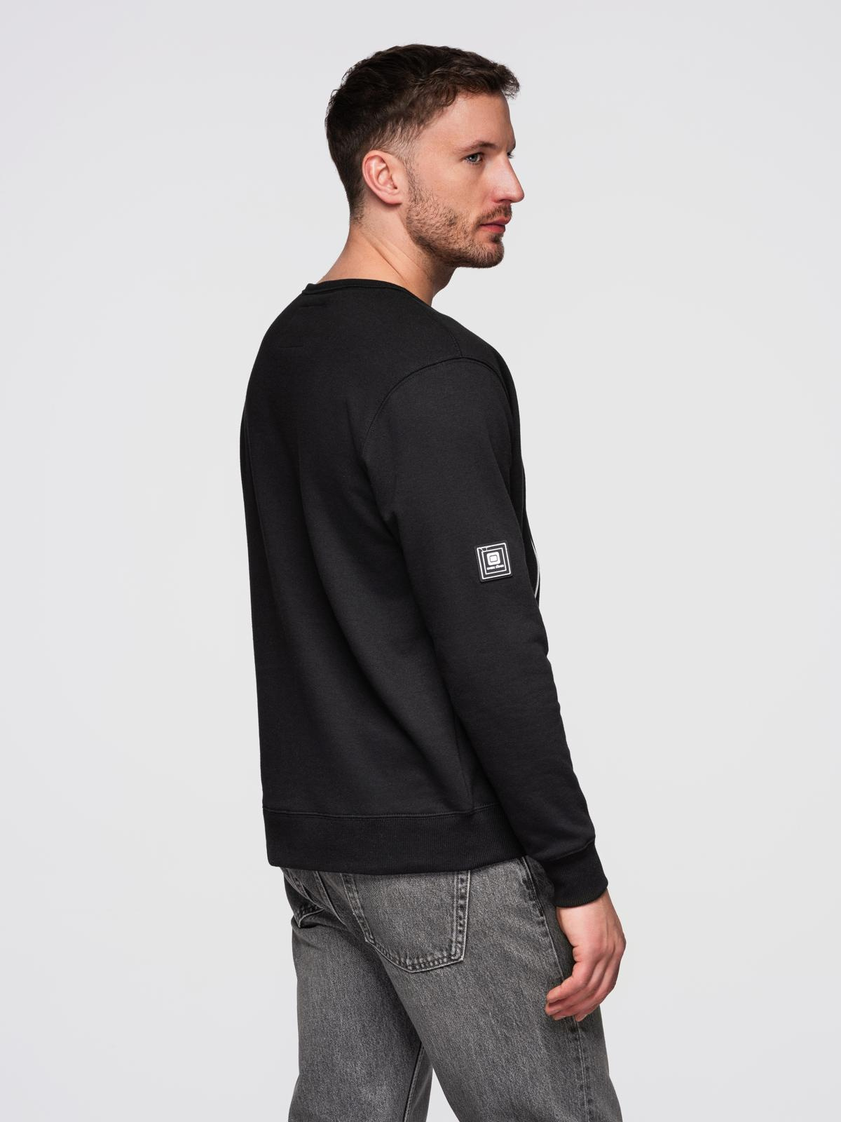 Ombre Men's sweatshirt with decorative front zips - black