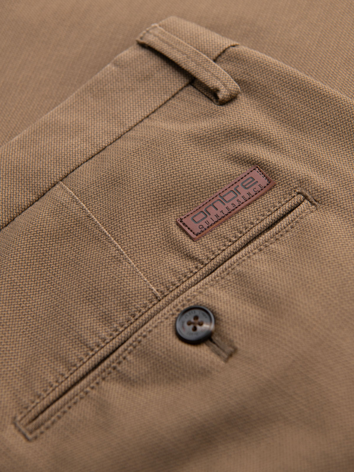 Ombre Men's REGULAR FIT chino pants with fine texture - dark beige