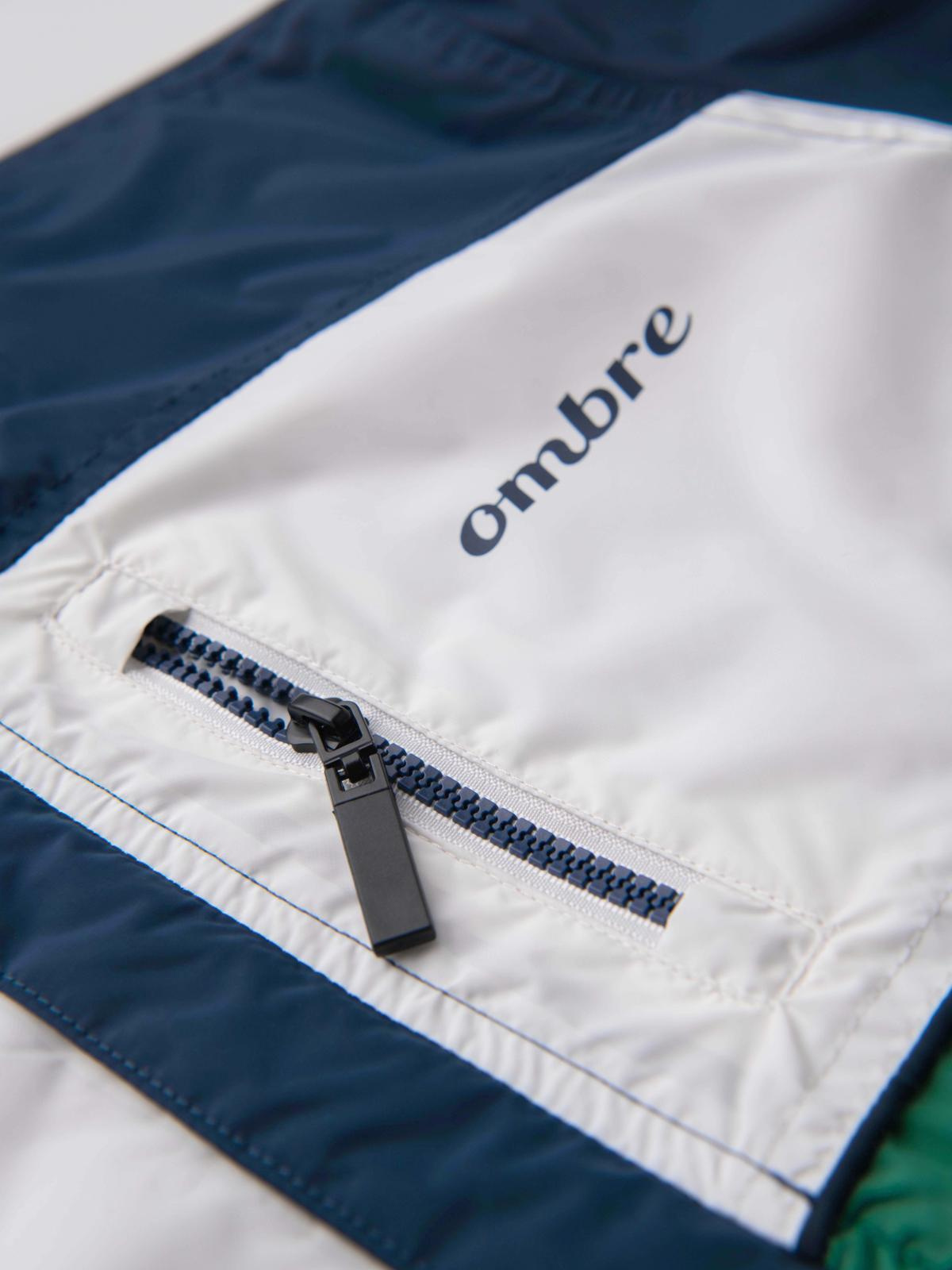 Ombre Lightweight colorful men's sports jacket with fleece - green and navy blue