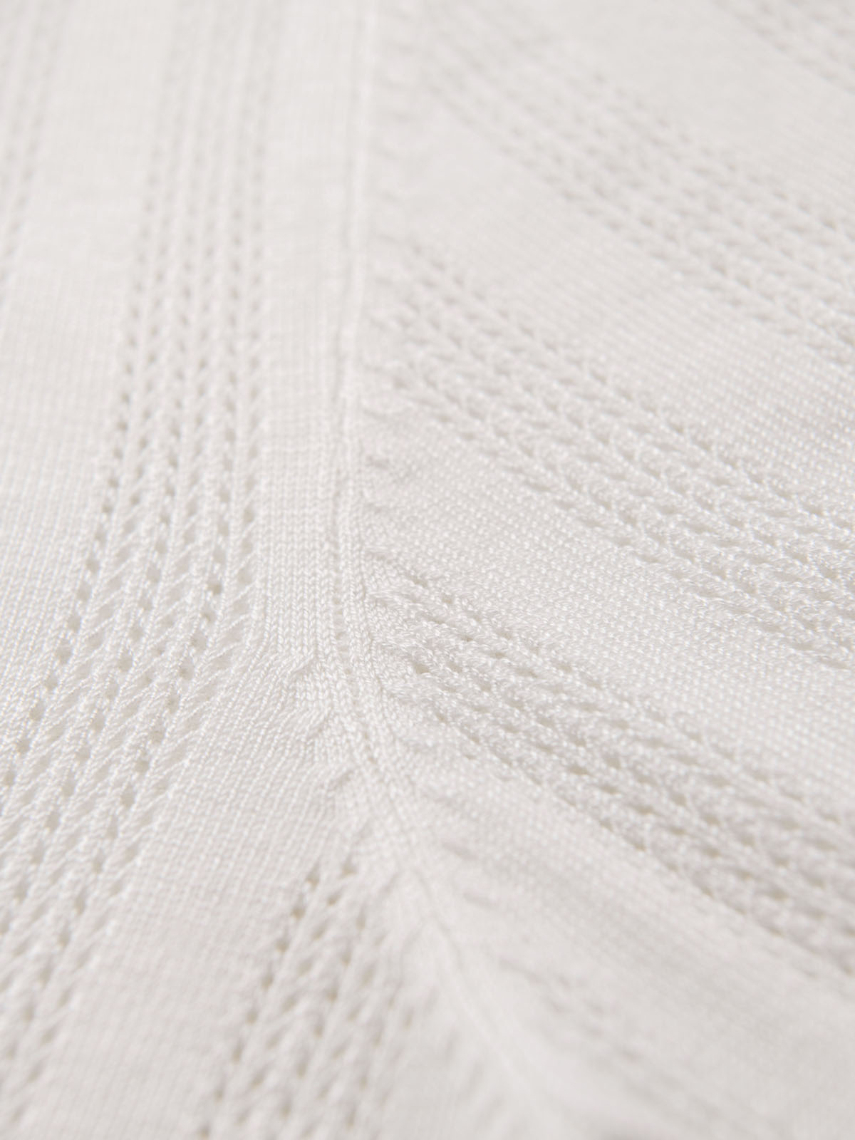 Ombre Men's openwork polo shirt with zipper at neckline - white