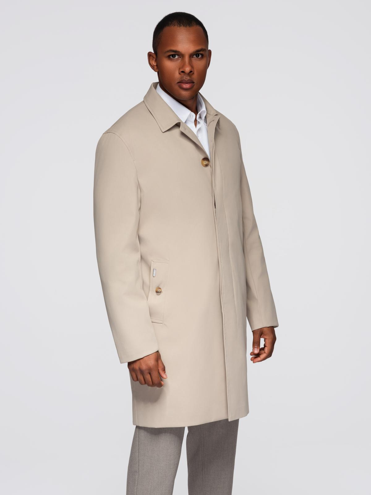 Ombre Men&#039;s minimalist coat with detachable vest - beige